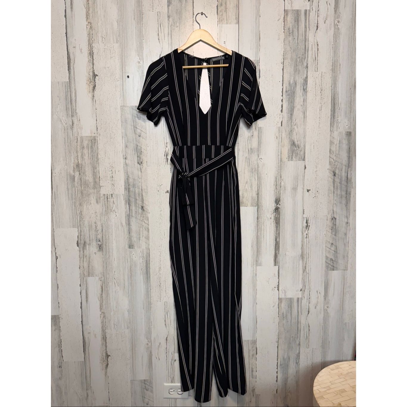 Other Crystal Doll Black White Striped Jumpsuit Size 7 – Belted Wi Size 28" / US 6 / IT 42 - 4 Thumbnail