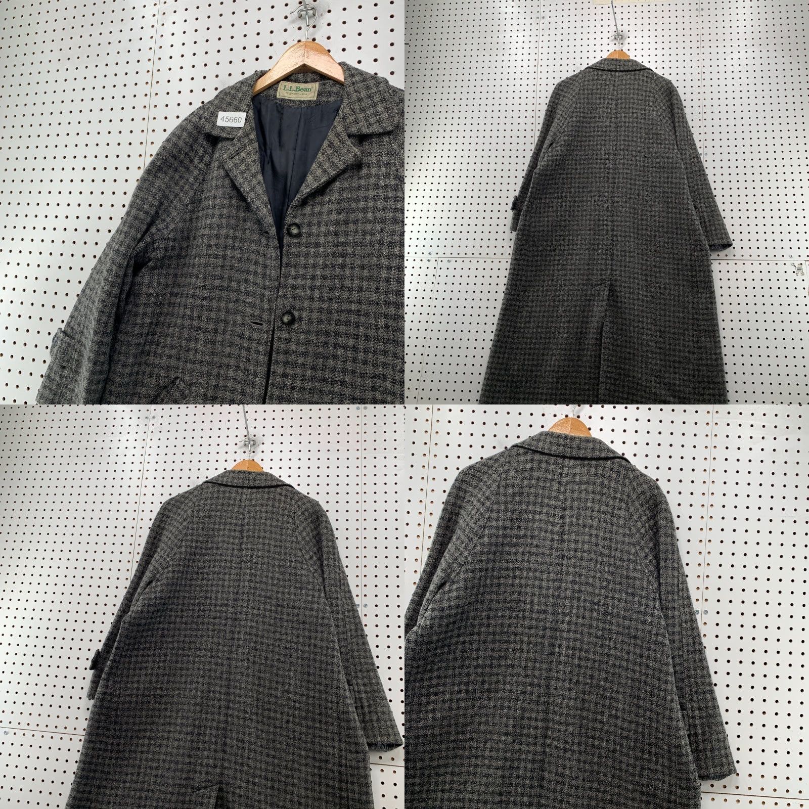 Vintage VINTAGE L.L. Bean Coat Wool Tweed Gray Check Trench COat Large Womens USA Size L / US 10 / IT 46 - 10 Thumbnail