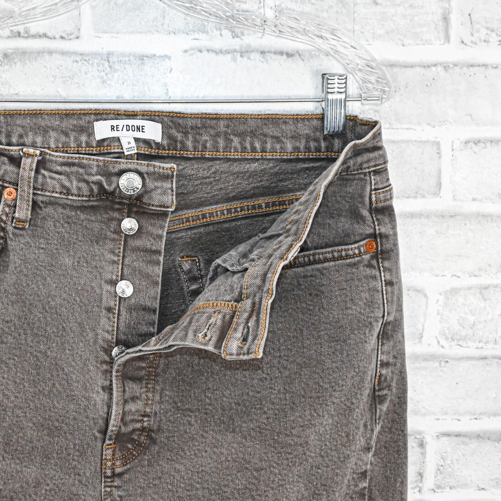RE/DONE RE/DONE 70s Ultra High Rise Stove Pipe Jeans Grey wash raw Size US 31 - 2 Thumbnail