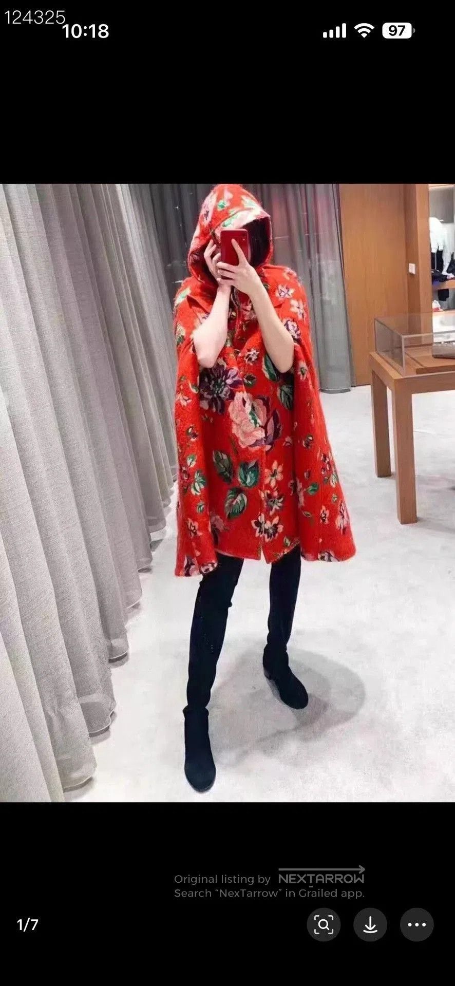 Gucci Gucci Red Floral Cape. Size M / US 6-8 / IT 42-44 - 5 Thumbnail