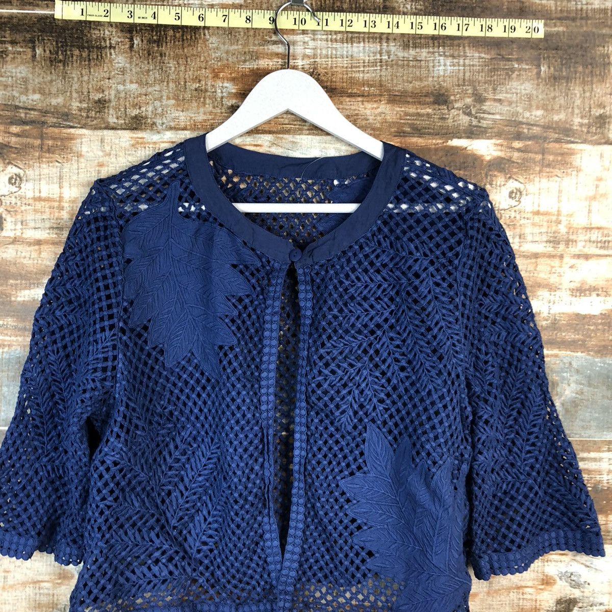 Hiroko Koshino Homme × Homespun Knitwear × Japanese Brand Hiroko Bis koshino Blue Knitwear crochet meshnet #A1557 Size M / US 6-8 / IT 42-44 - 5 Thumbnail