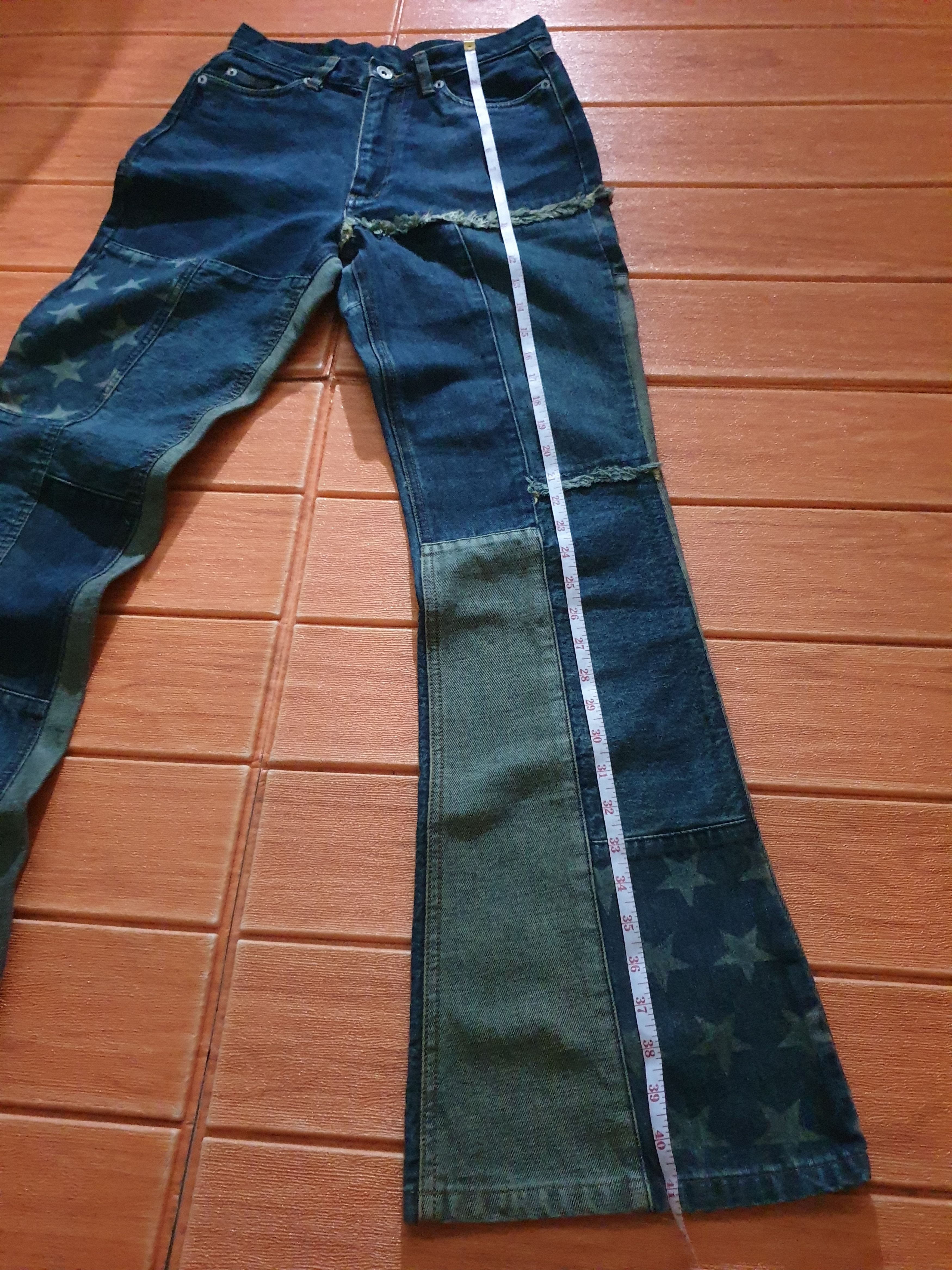 If Six Was Nine 💥Cat patchwork denim Japanese style pant Size US 27 - 7 Thumbnail