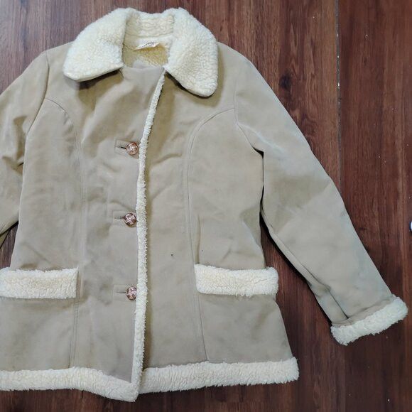 Other Vintage Town'N Ranch Western Shearling Suede Leather Coat Size US L / EU 52-54 / 3 - 3 Thumbnail