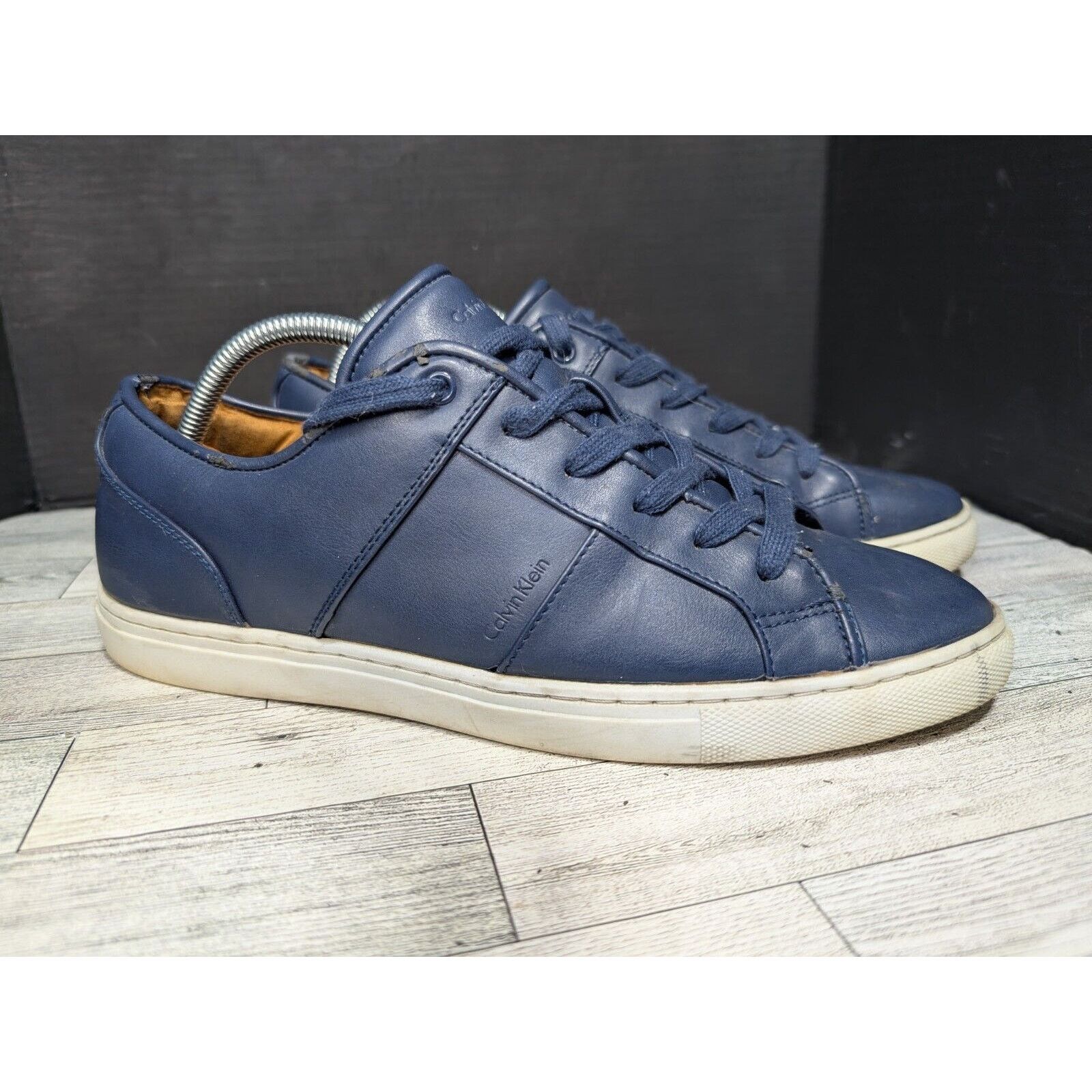 Calvin Klein Freddie Blue Leather Sneakers Shoes Mens Size 10