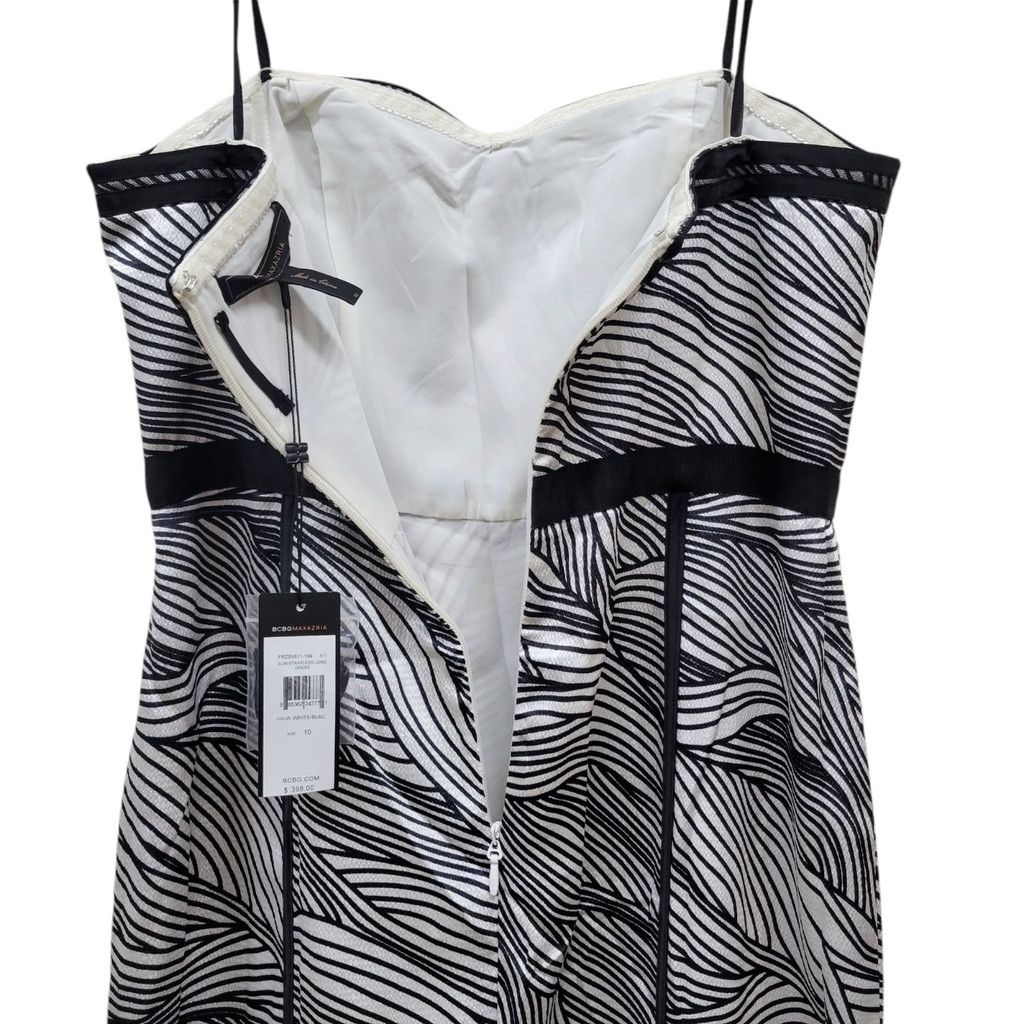 Bcbgmaxazria BCBGMAXAZRIA Elin Maxi Black & White Striped Bustier Dress Size L / US 10 / IT 46 - 5 Thumbnail
