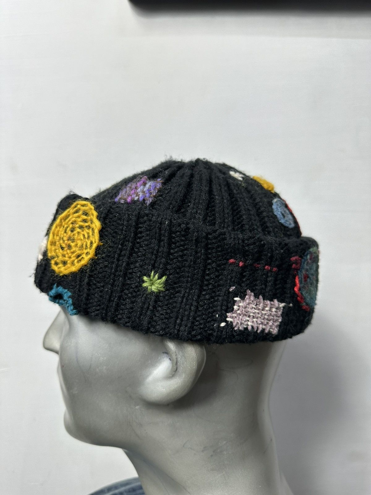 Handmade Nice Design Multicolored Art Knitted mending Beanie Hats Size ONE SIZE - 3 Thumbnail