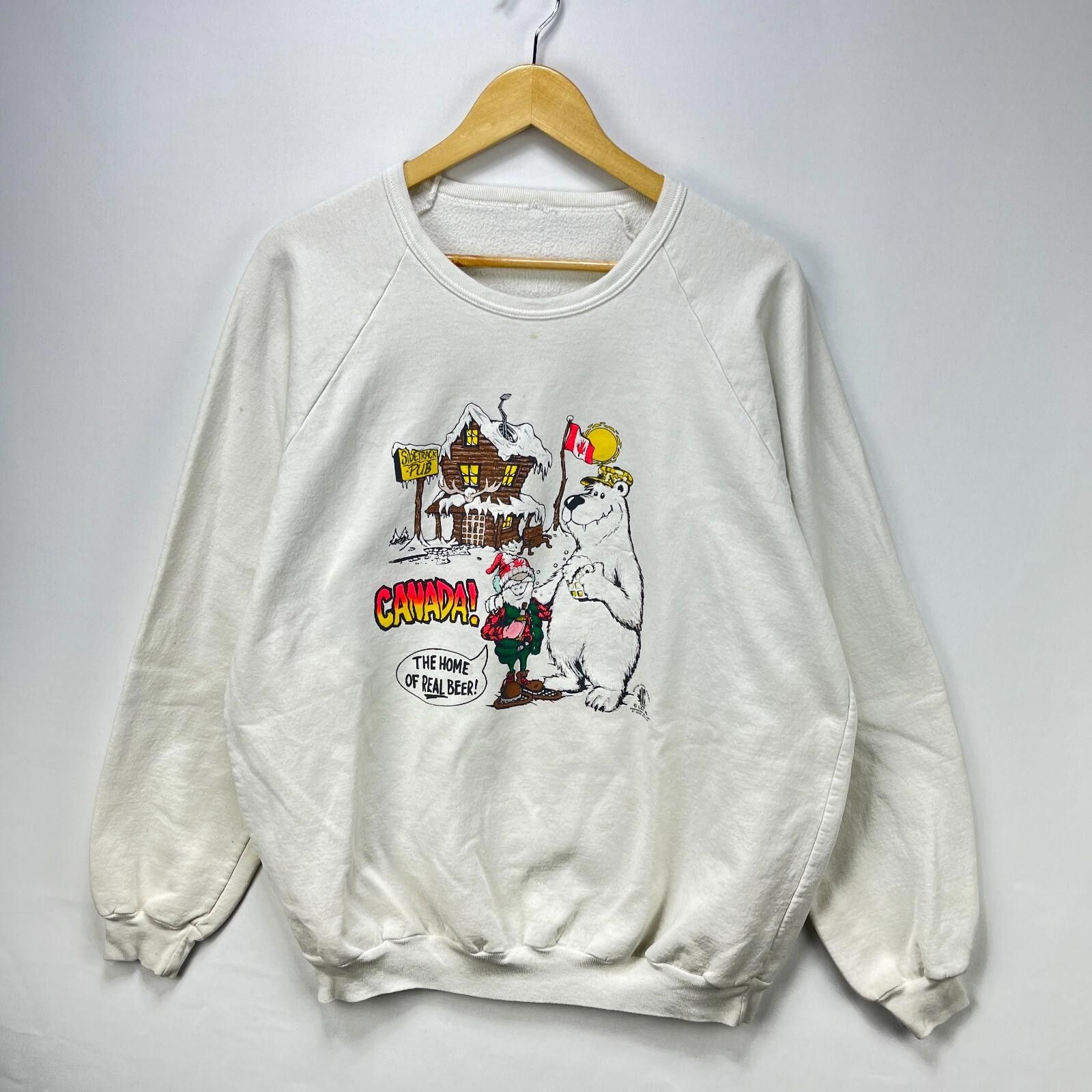 Vintage Vintage 80s Canada Polar Bear Beer Raglan Art Sweatshirt Size US XL / EU 56 / 4 - 1 Thumbnail