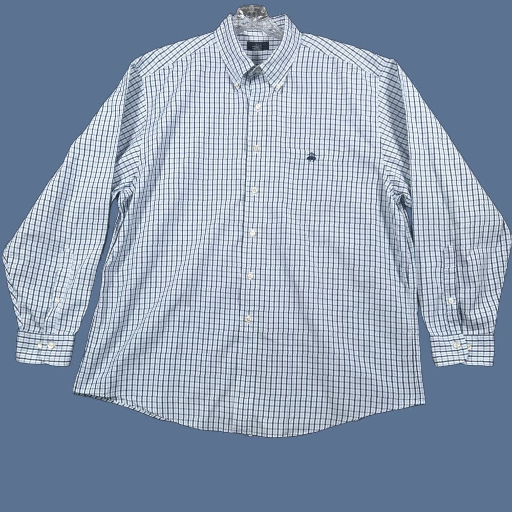 Brooks Brothers Brooks Brothers 346 Shirt Mens XL Blue Check Button Down Long Sleeve Size US XL / EU 56 / 4 - 1 Thumbnail