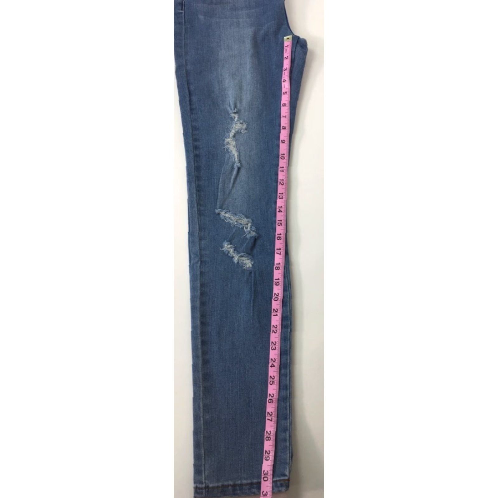 Vintage Maddie Jeans Womens Juniors 7 Blue Skinny Denim High Rise Distressed Pocket Size 28" / US 6 / IT 42 - 7 Thumbnail