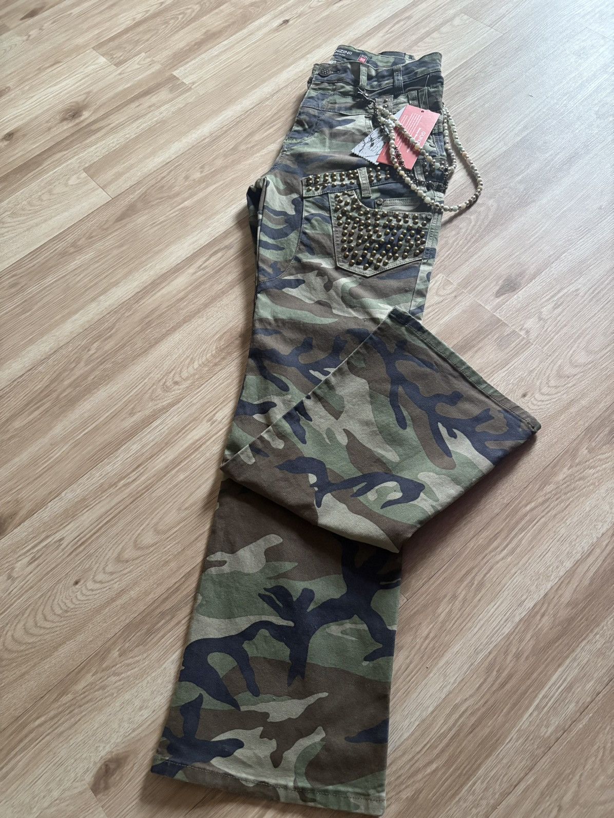 Gunzinii Studded Camo Pants w/ Wallet Chain Size 30 & 38