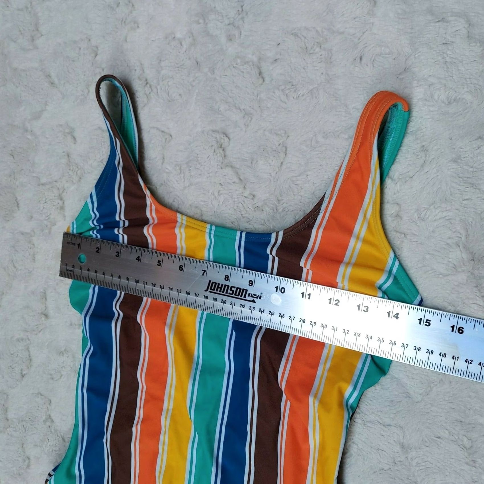 Rainbow Heat Womens Rainbow Stripe One Piece Swimsuit Criss Cross Back Scoop Neck Multicolor Size ONE SIZE - 8 Thumbnail