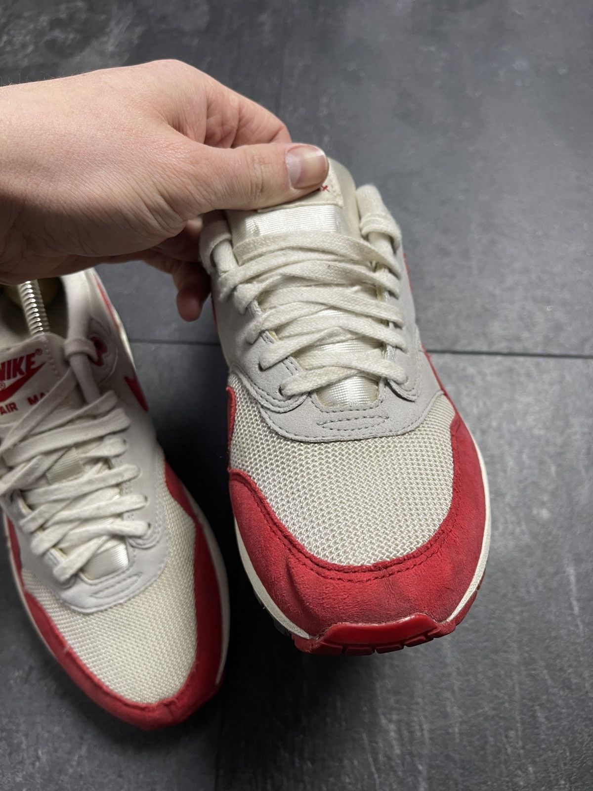Nike × Streetwear × Vintage Nike Air Max 1 OG Red White Grey Black 2012 Mens Size US 7 / EU 40 - 7 Thumbnail