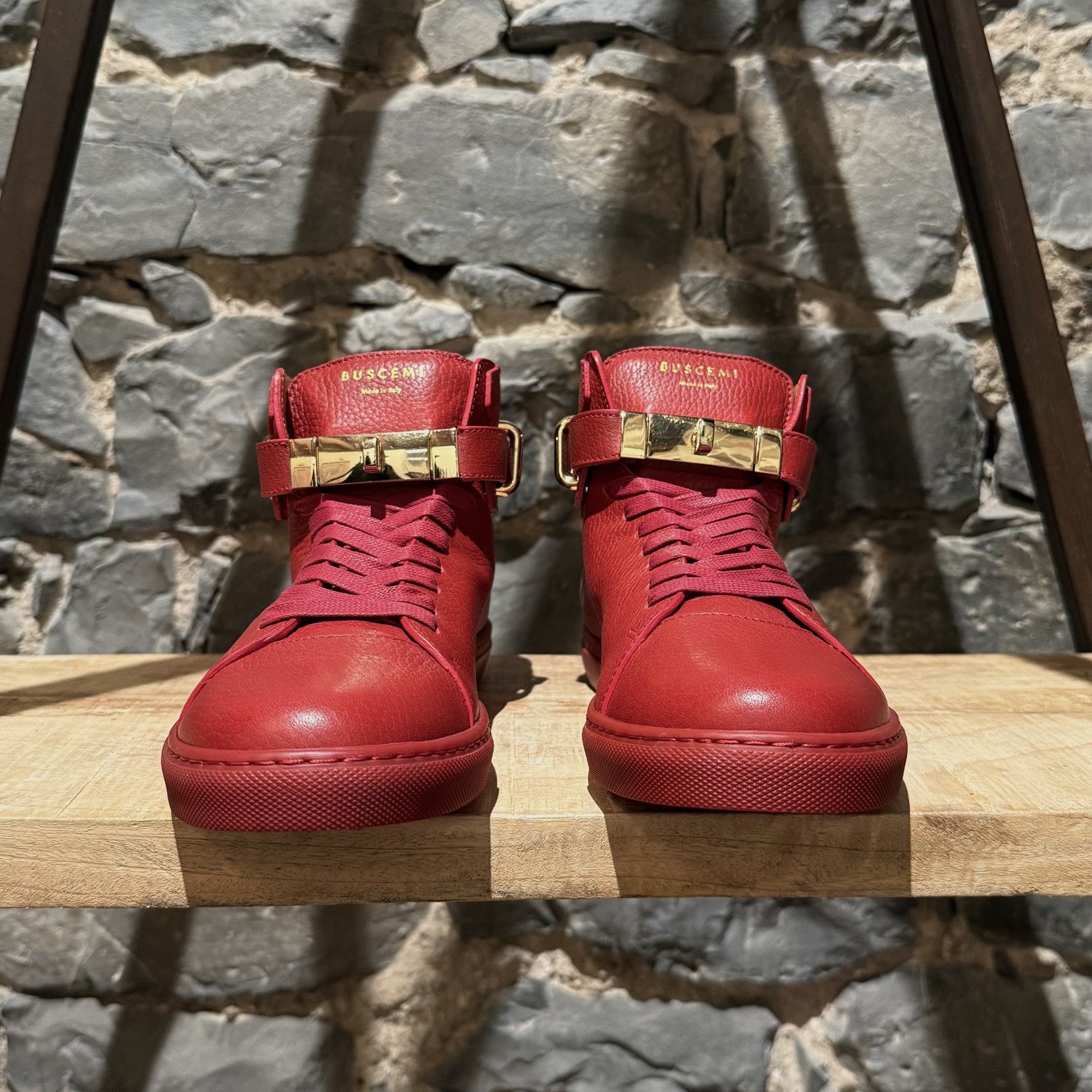 Buscemi Buscemi Red Leather 100MM High Top Sneakers Size US 9 / EU 42 - 2 Thumbnail