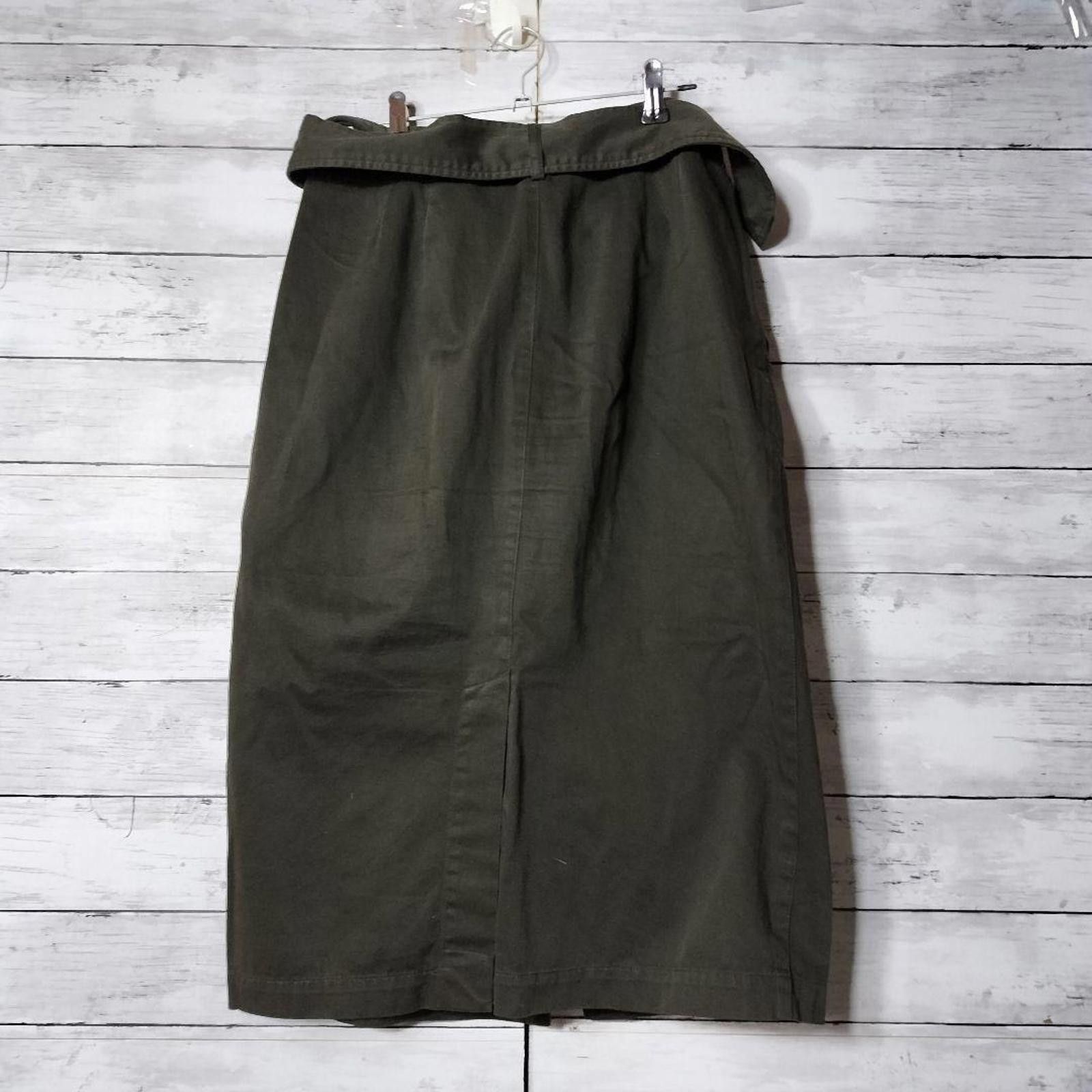 Uniqlo Dries Van Noten - Olive Green Belted Midi Skirt Size 32" / US 10 / IT 46 - 6 Thumbnail