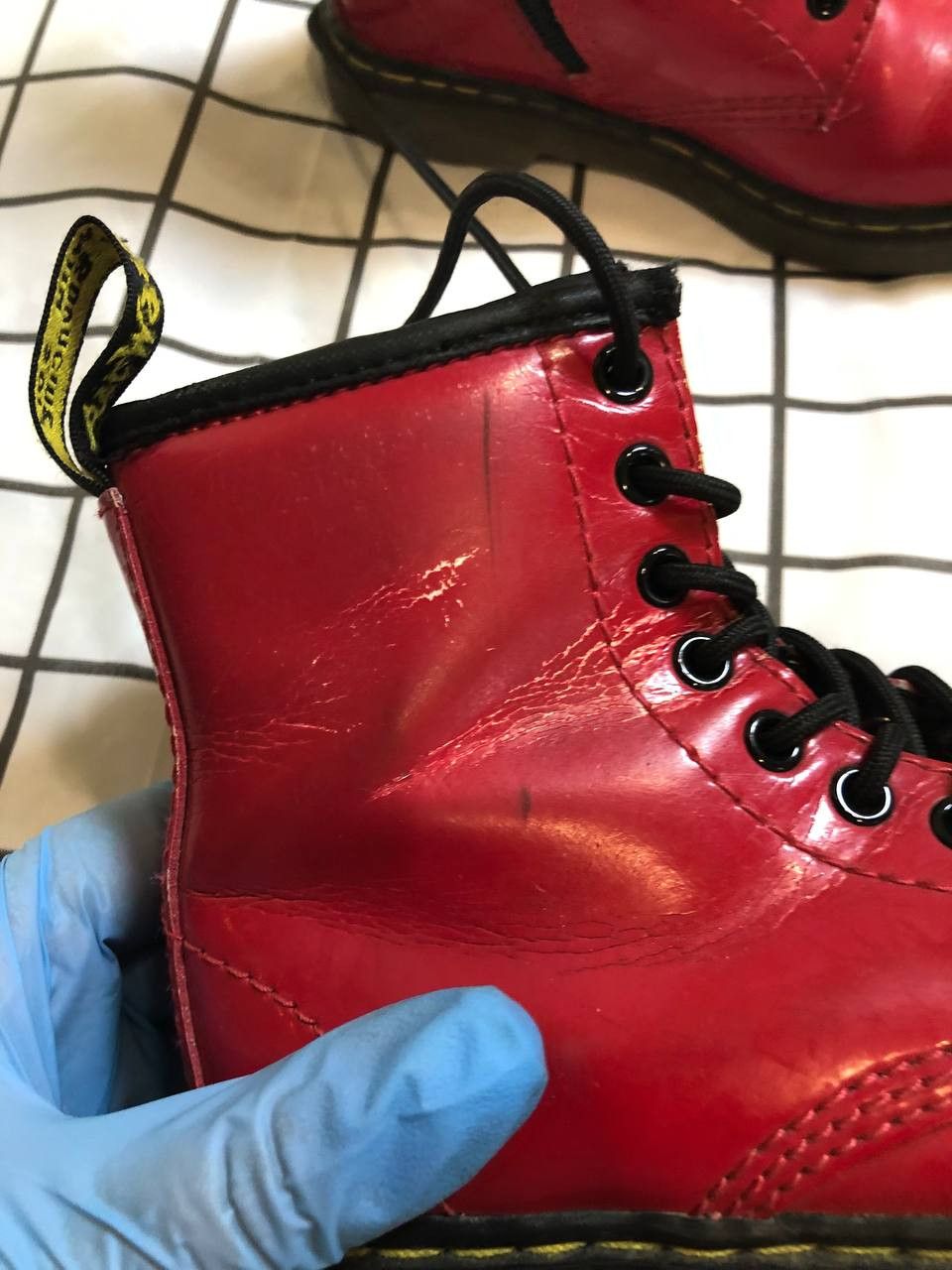 Dr. Martens Dr Martens Brooklee Red Patent Zip And Lace Boots Size US 4 / IT 34 - 2 Thumbnail