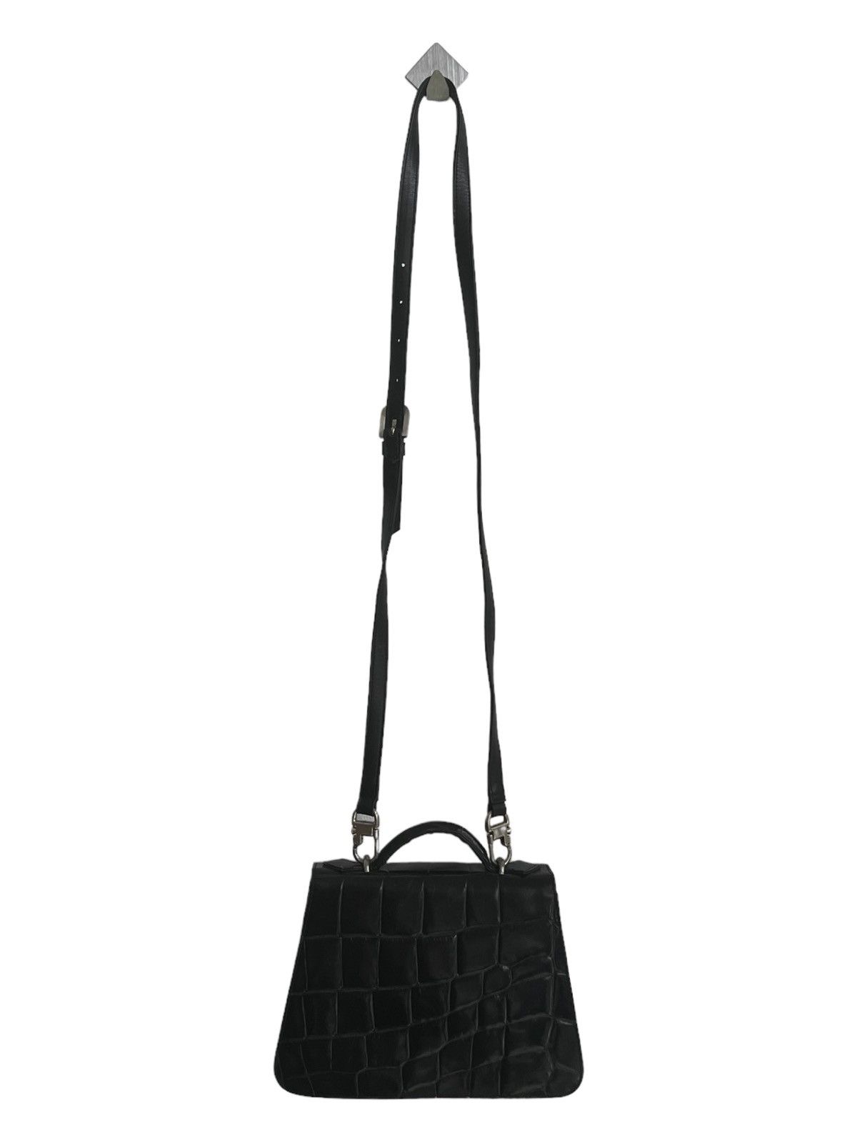 Genuine Leather × Versace 1980s Gianni Versace Croc Embossed Mayfair Top Handle Bag Size ONE SIZE - 5 Thumbnail