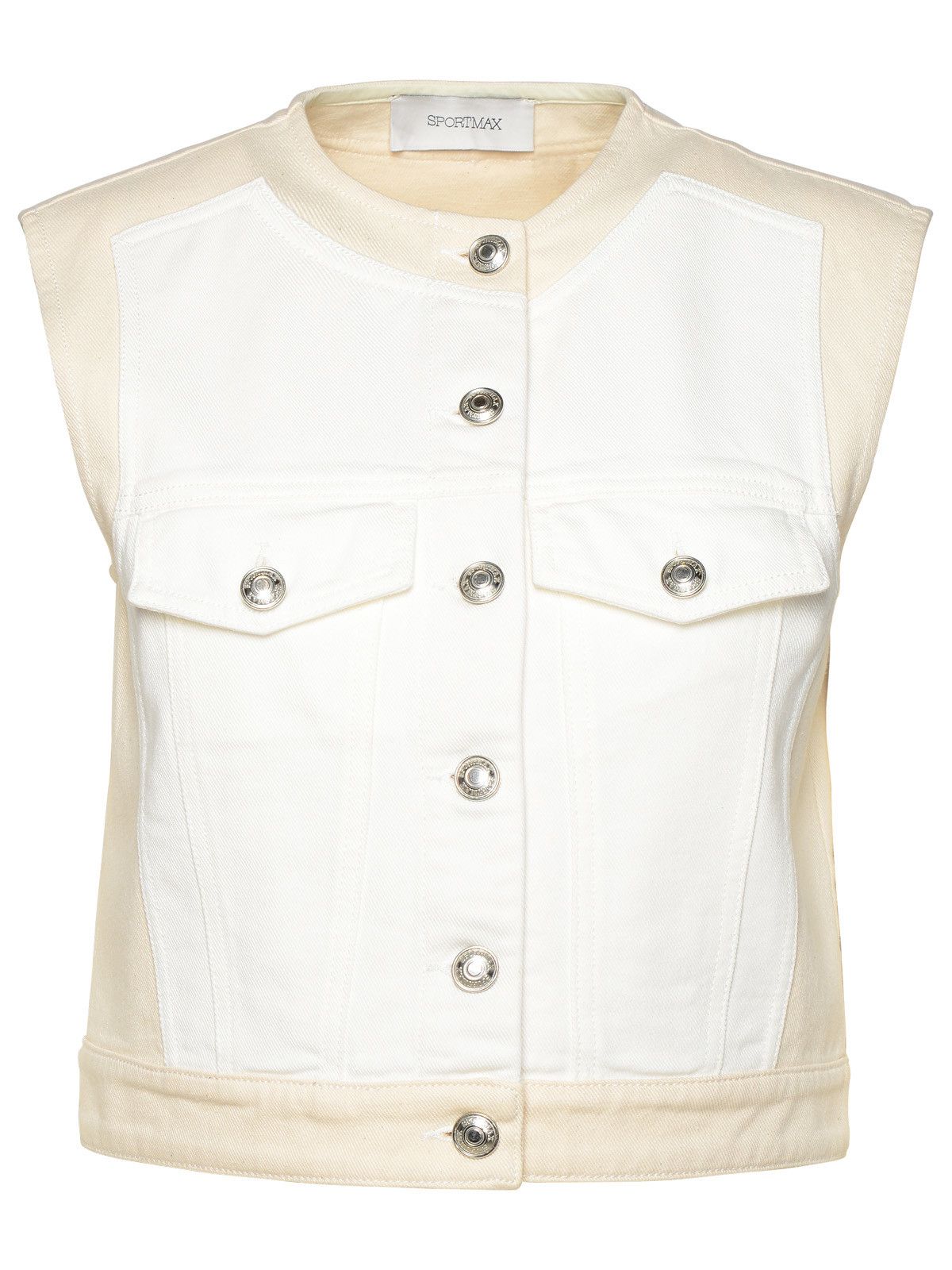 image of Sportmax 'salita' White Cotton Vest, Women's (Size Medium)