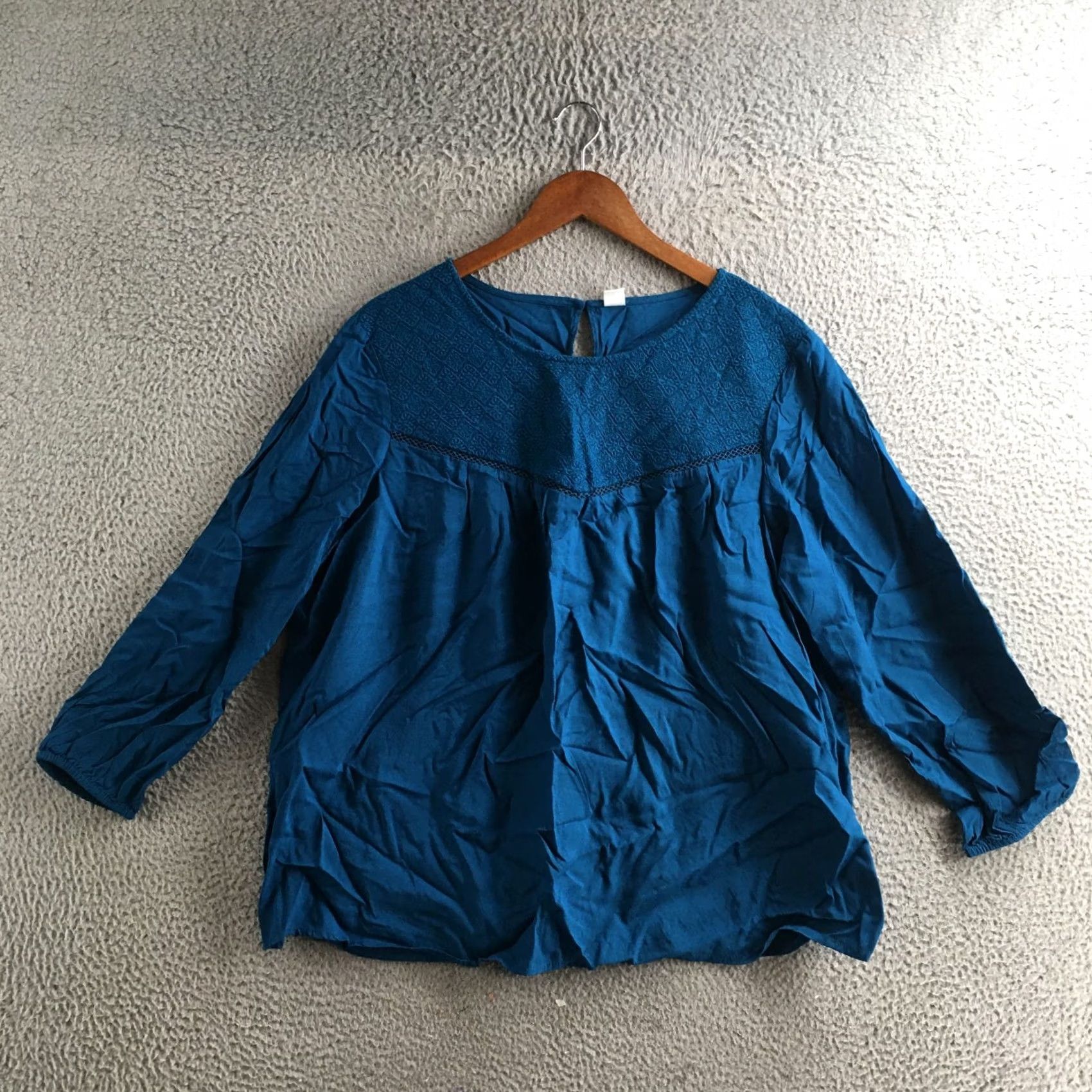 Old Navy Old Navy Blouse Womens XL Blue Modal Embroidered Yoke 3/4 Sleeve Peasant Pull On Size XL / US 12-14 / IT 48-50 - 2 Thumbnail