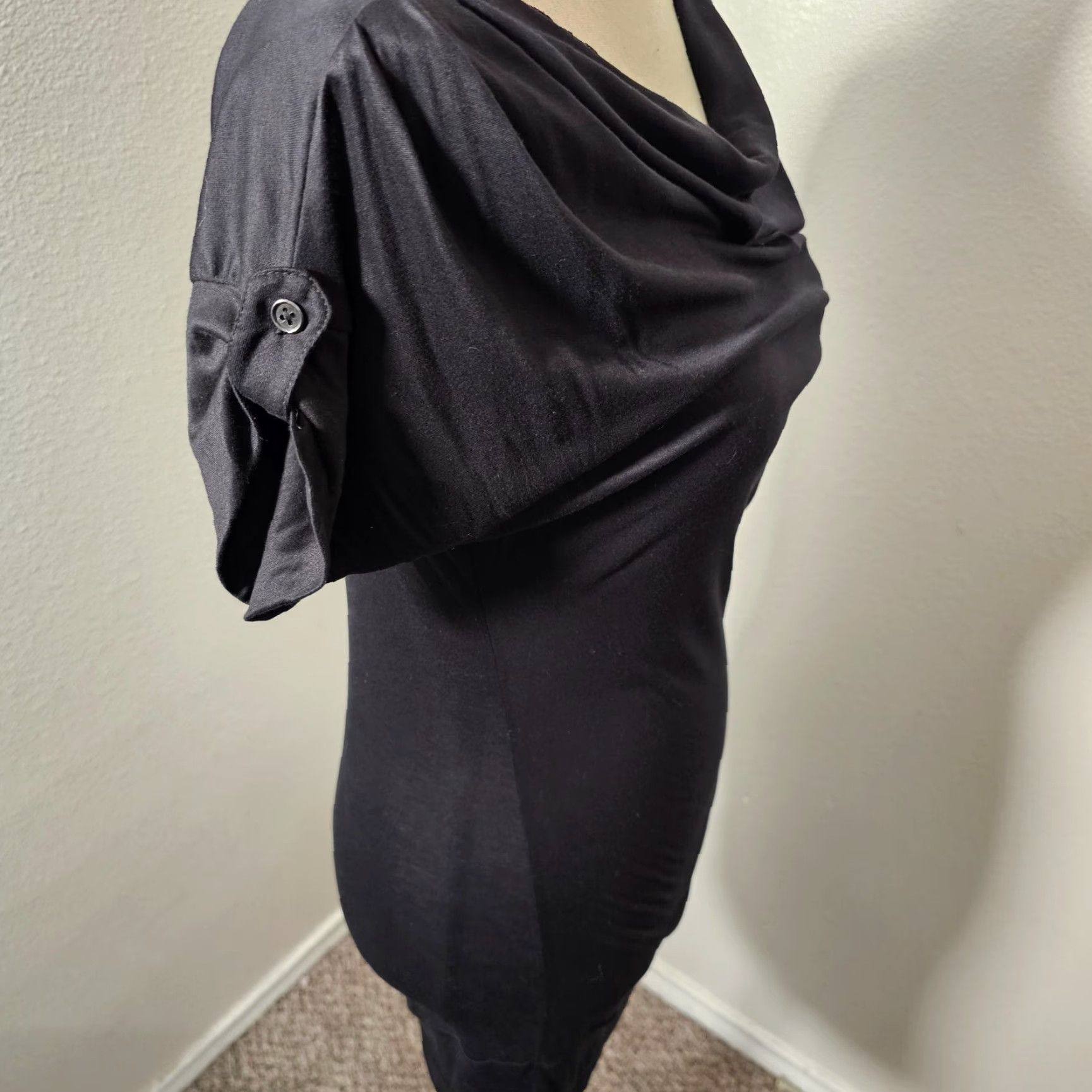 Banana Republic Banana Republic Blouse Womens M Black Draped Cowl Neck Short Sleeve Stretch Pocket Size M / US 6-8 / IT 42-44 - 4 Thumbnail