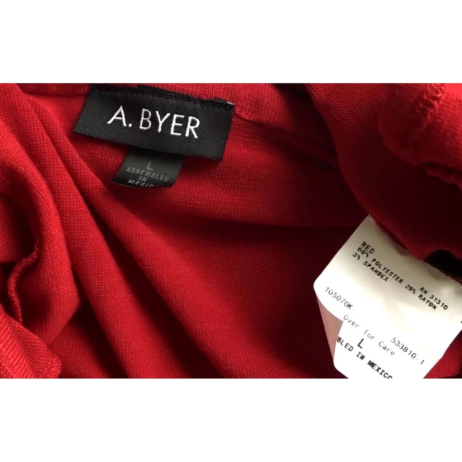 B Sides A BYER Knit Long Tunic L Jrs Red Cowl Neck 3/4 Sleeves Ruched Sides - Sweater, Holiday, Office, Colorful, Casual, Career, Romantic, Classic Womens Size L / US 10 / IT 46 - 5 Thumbnail