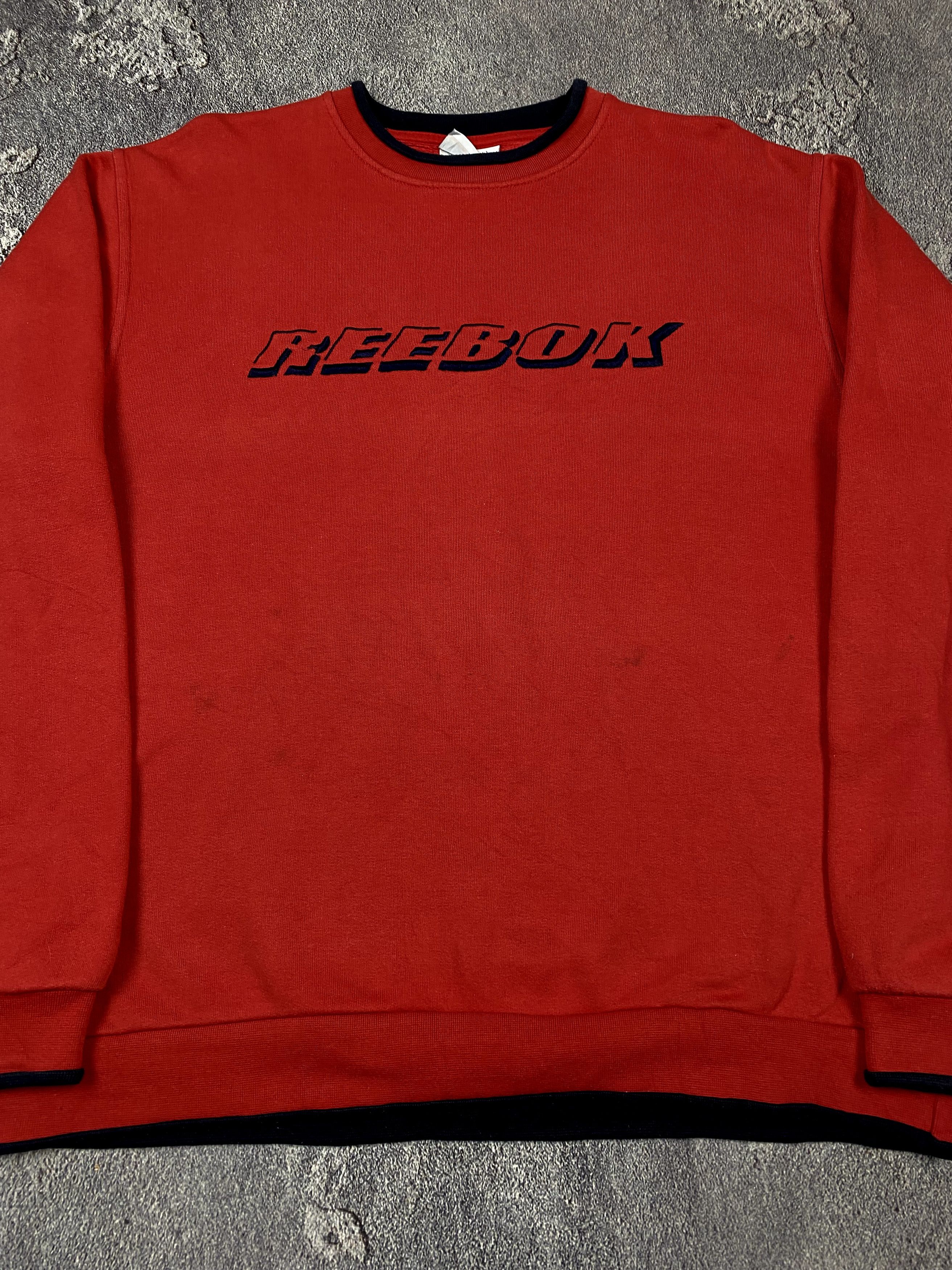 Reebok × Vintage Vintage 90s Reebok Orange Sweatshirt Retro Sportwear Size US L / EU 52-54 / 3 - 3 Thumbnail