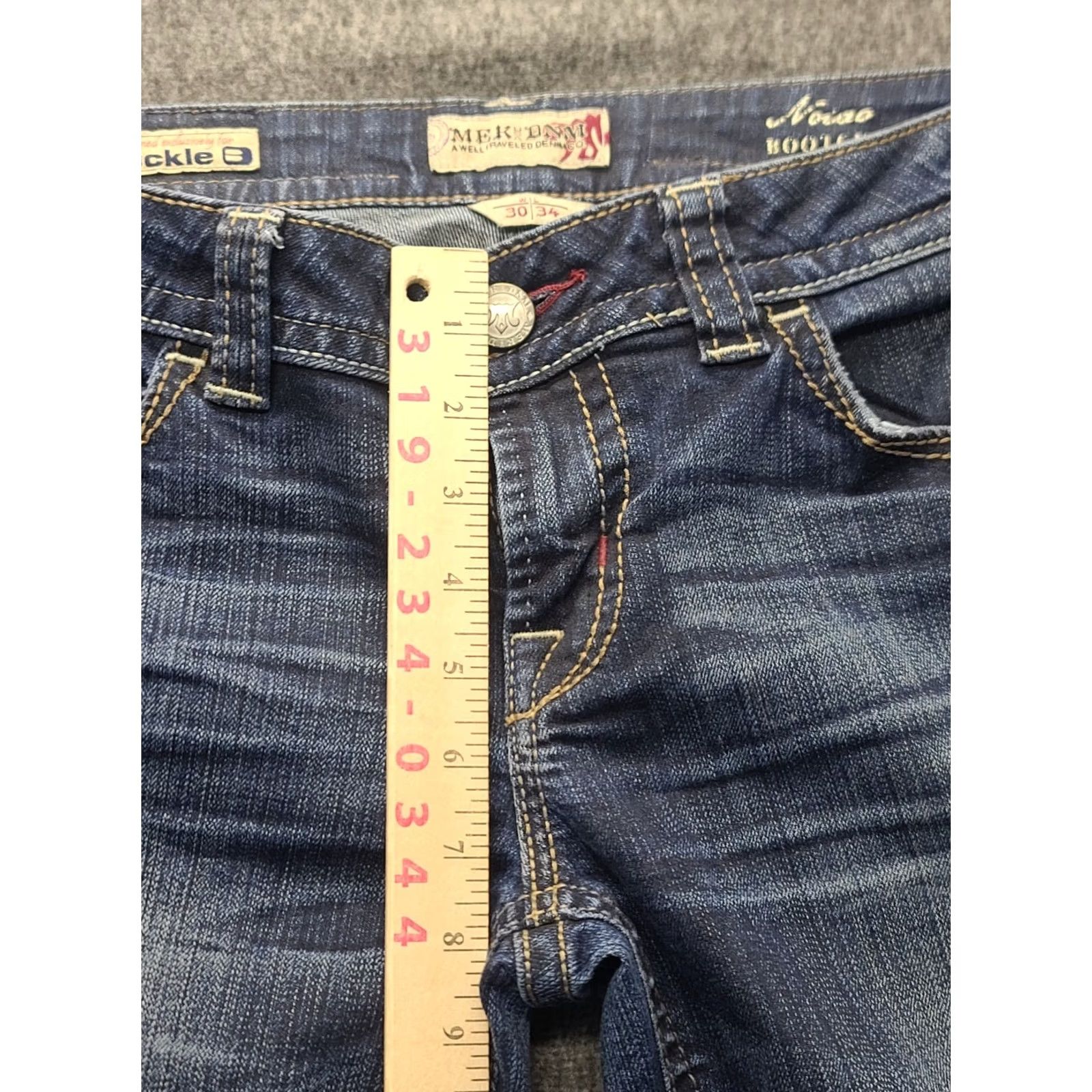 Vintage MEK DNM Jeans Womens 30x31 Bootcut Stretch Denim Slim 5-Pocket Blue By USA Buckle Bke Vintage? No. Size 30" / US 8 / IT 44 - 5 Thumbnail