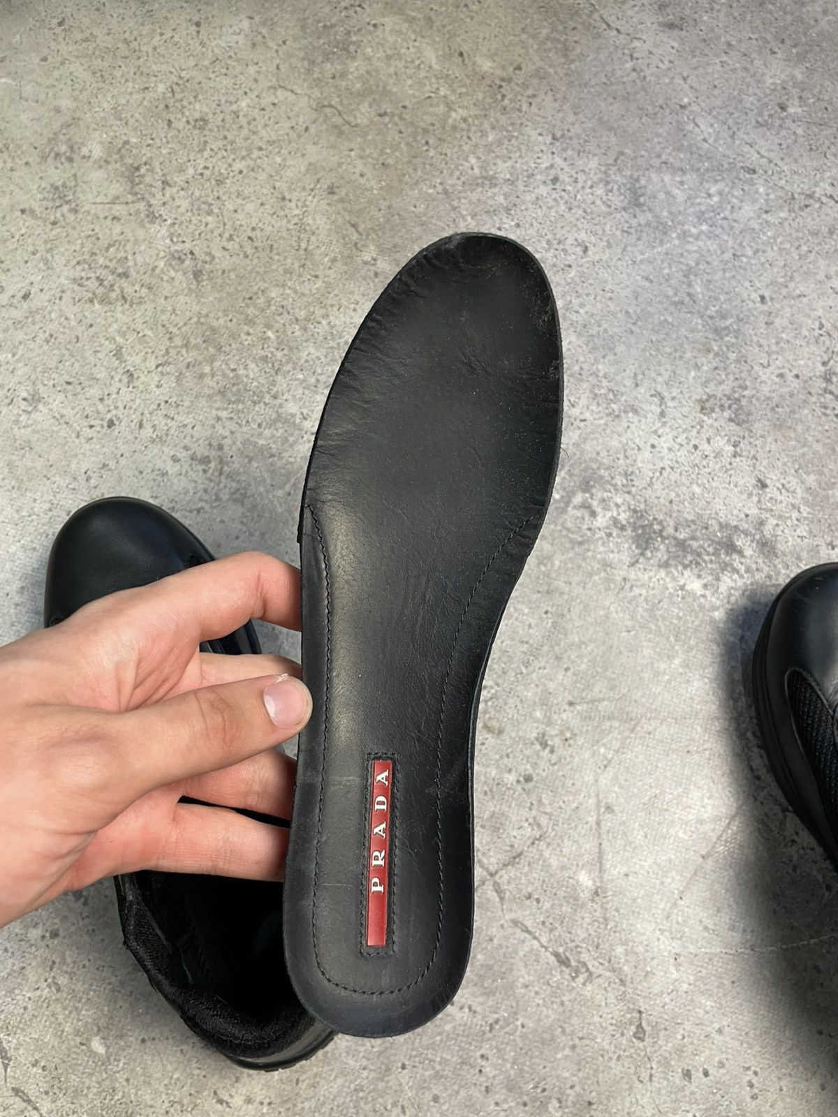Prada Prada Americas Cup Red Tab Low-Top Leather/Neylon Sneakers Size US 5 / IT 35 - 7 Thumbnail