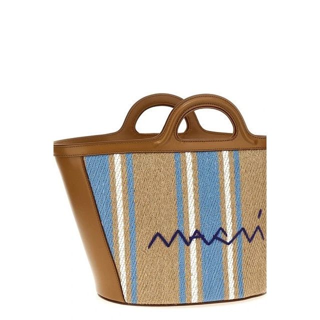 Marni MARNI Tropicalia Small Brown Raffia-Effect Top Handle Bag Ne Size ONE SIZE - 3 Thumbnail