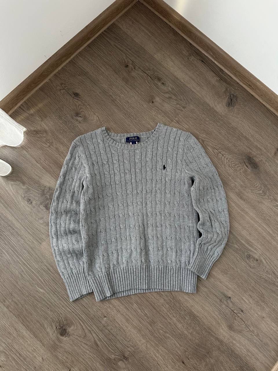 Vintage Polo Ralph Lauren Cable Knit Gray Sweater