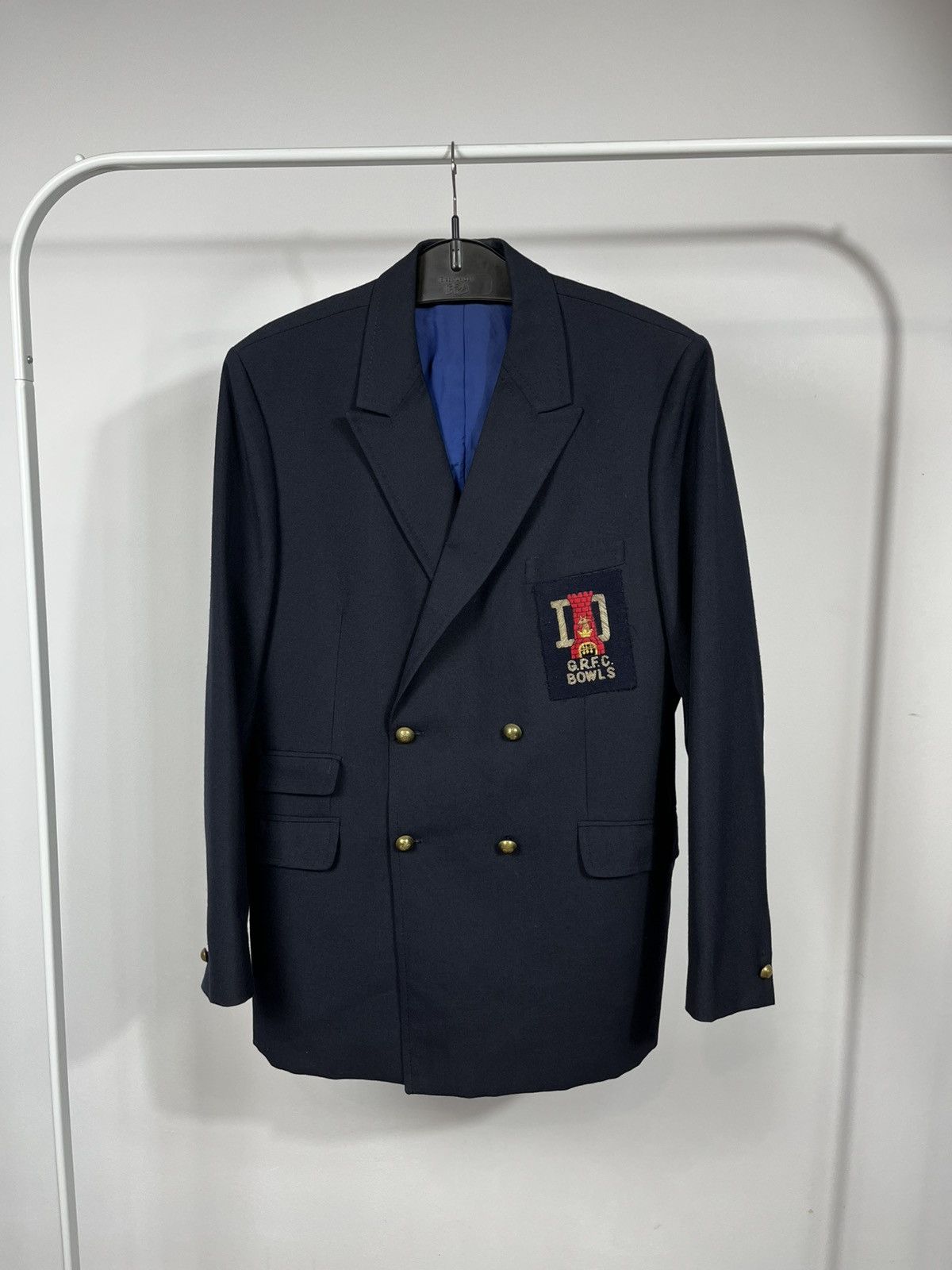 Vintage GRFC Bowls Double Breasted Blazer Navy Wool Blend