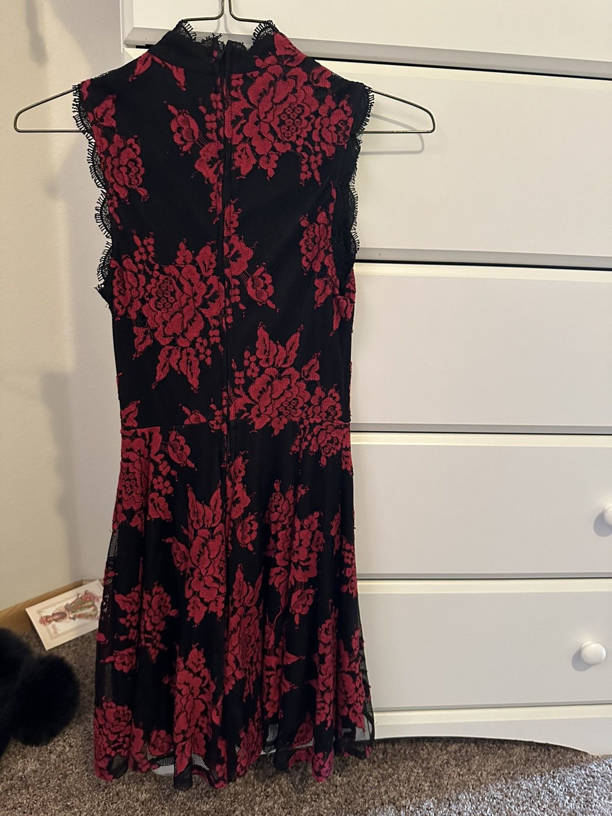 Vintage Red Black Lace dress Size S / US 4 / IT 40 - 8 Thumbnail