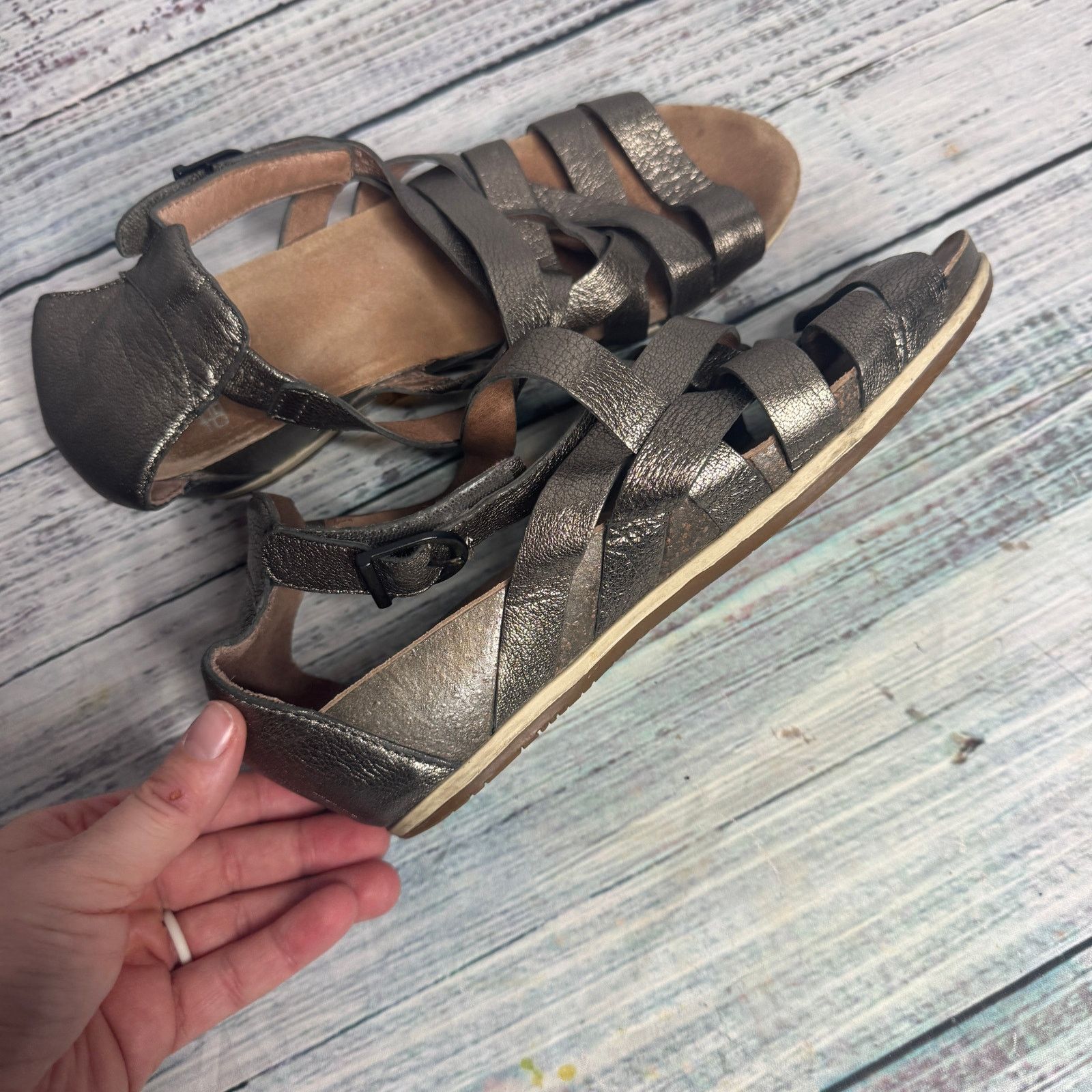 Dansko Dansko Vivian Gladiator Sandal Pewter Nappa Leather Wedge 9 Size US 9 / IT 39 - 4 Thumbnail
