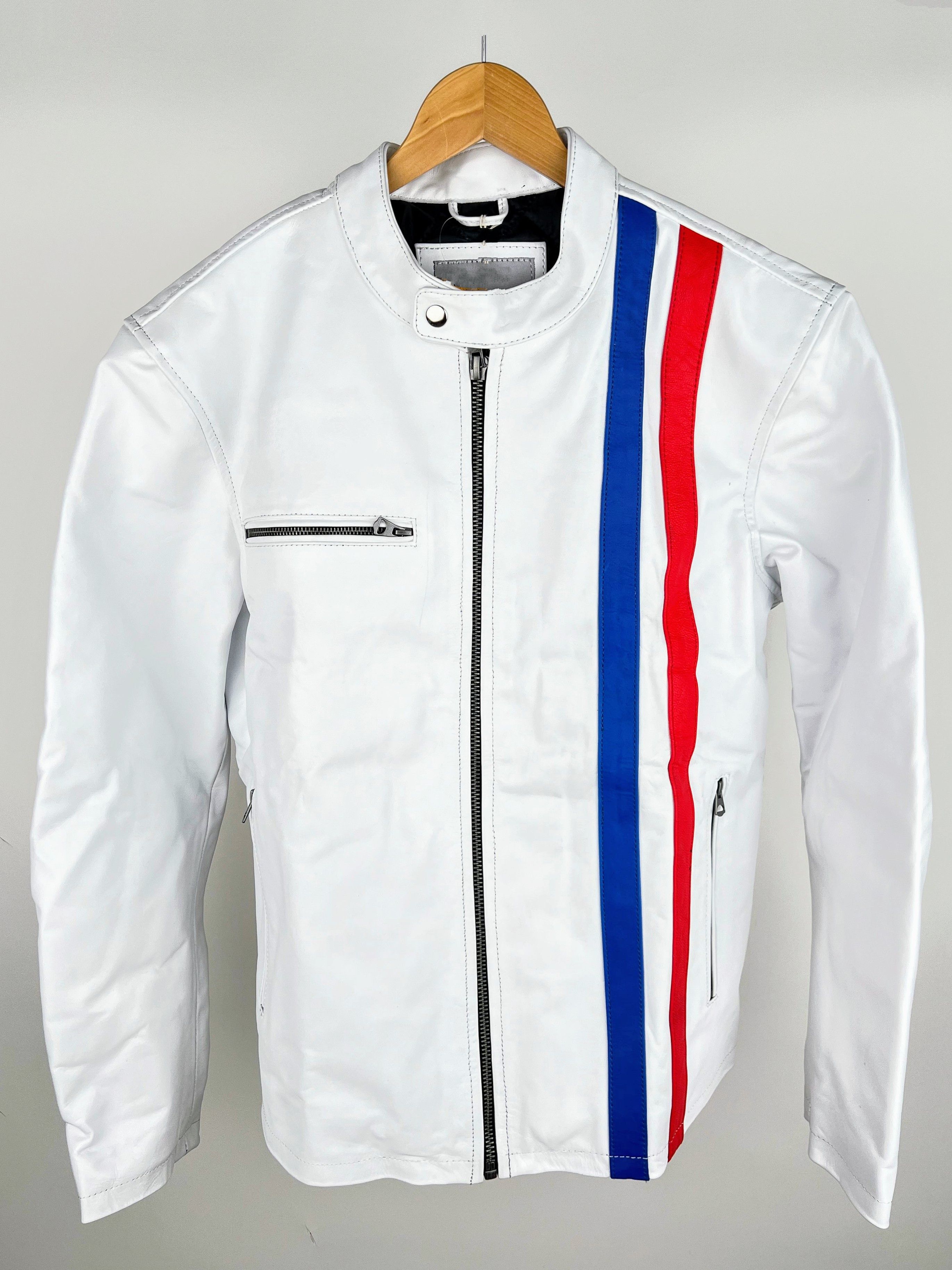 Genuine Leather Men's White Fashion Leather Jacket Size US L / EU 52-54 / 3 - 1 Thumbnail