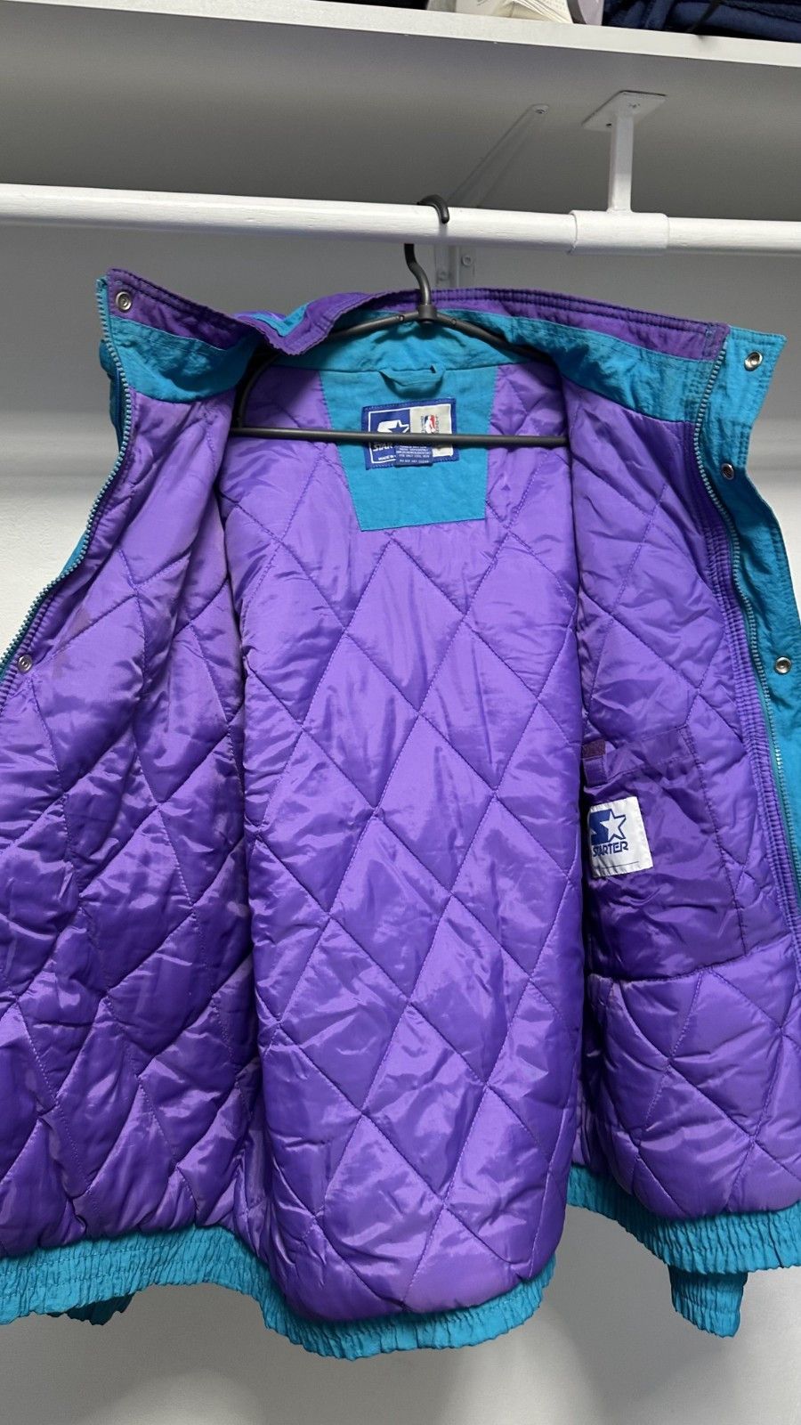 Starter Vintage Charlotte Hornets Starter Full Zip Two Tone Jacket Size US XL / EU 56 / 4 - 13 Thumbnail