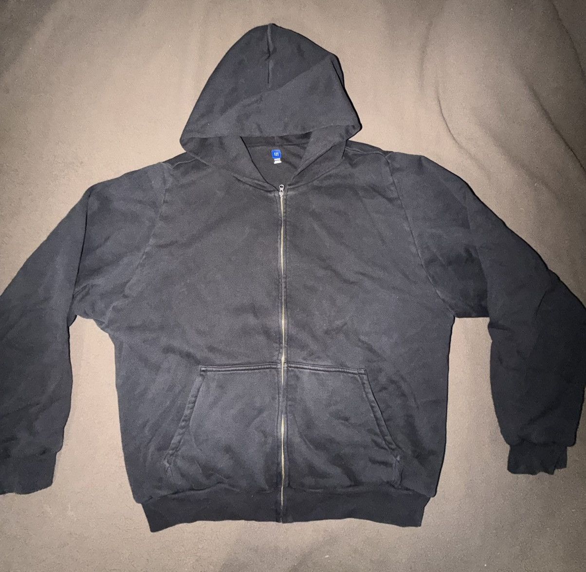 Balenciaga × Gap × Yeezy Yeezy Gap Black Zip Up Hoodie in XXL