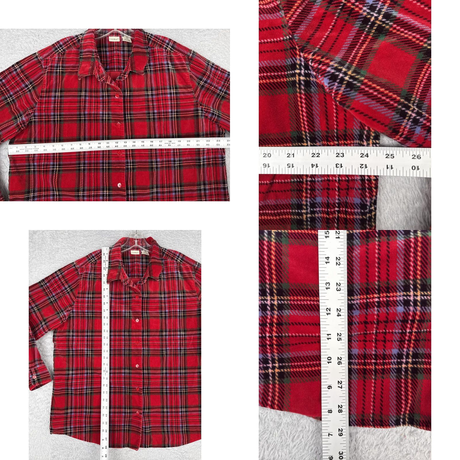 Vintage L.L.Bean Shirt Womens 1X Red Plaid Flannel Button Front Long Sleeve Cotton Hike Size XL / US 12-14 / IT 48-50 - 8 Thumbnail