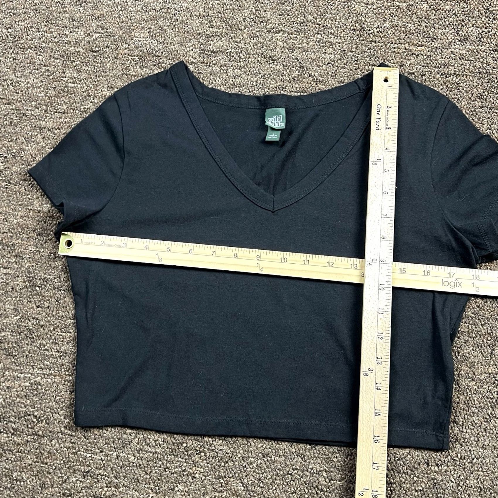 Vintage Wild Fable Crop Top T-Shirt Black Womens Large V-Neck Stretch Fit Casual Modern Short Sleeve Top Size L / US 10 / IT 46 - 5 Thumbnail