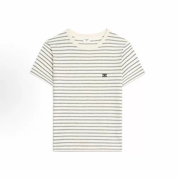 Celine Celine Triomphe Striped Short-Sleeve Top Size US S / EU 44-46 / 1 - 1 Thumbnail