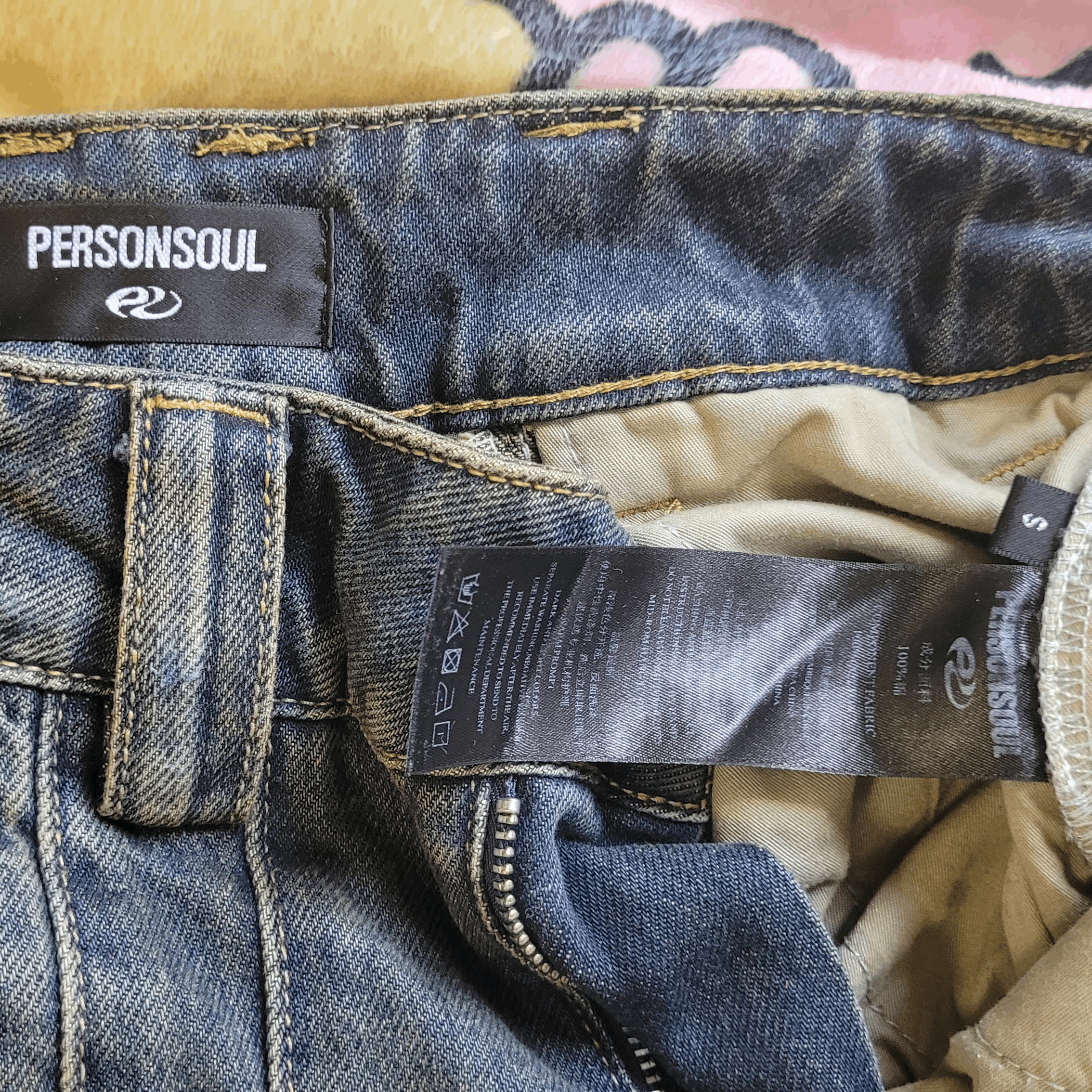 Personsoul Flower Fade Wash Denim Jeans