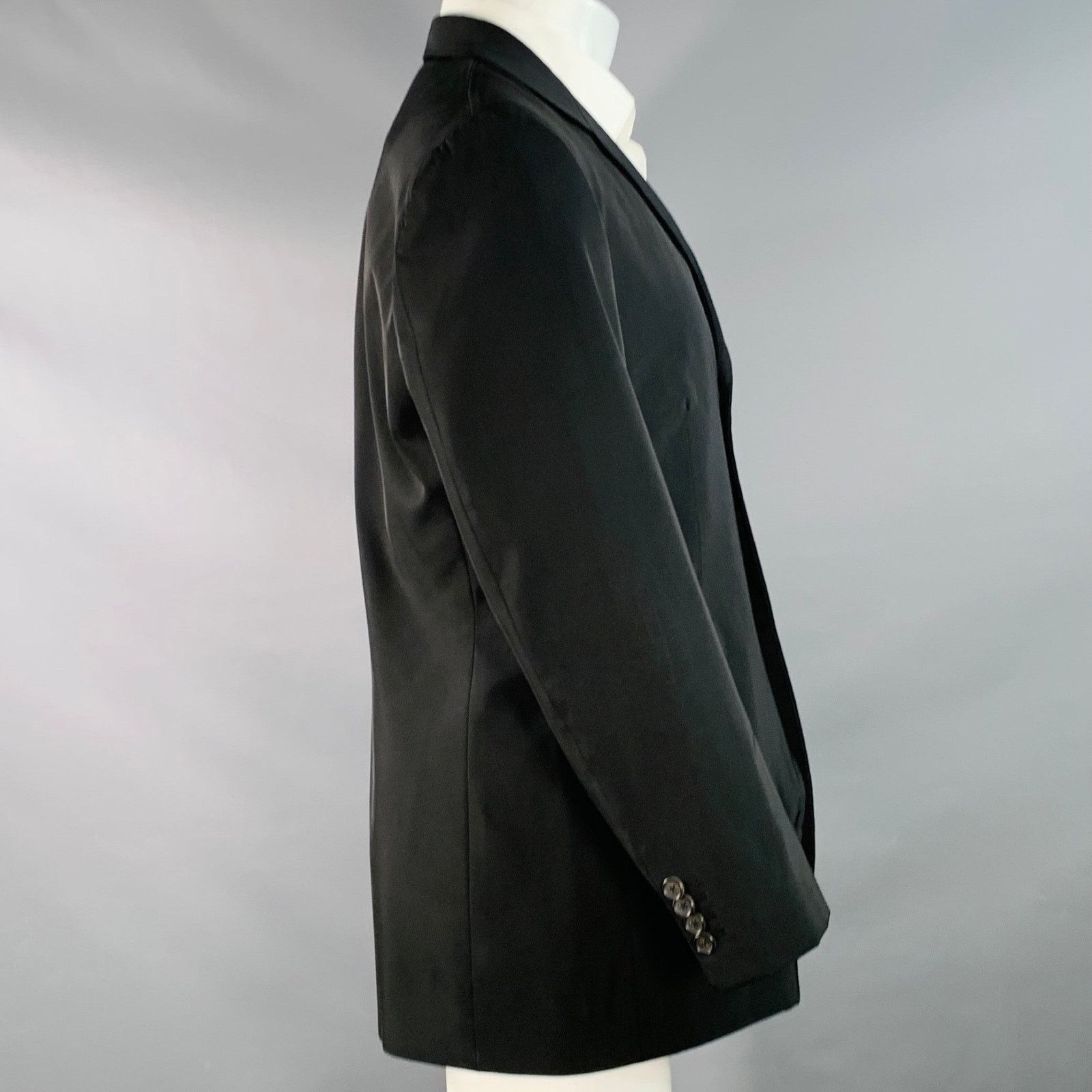 Prada Black Polyester Blend Notch Lapel Three Button Sport Coat Size 40R - 2 Thumbnail