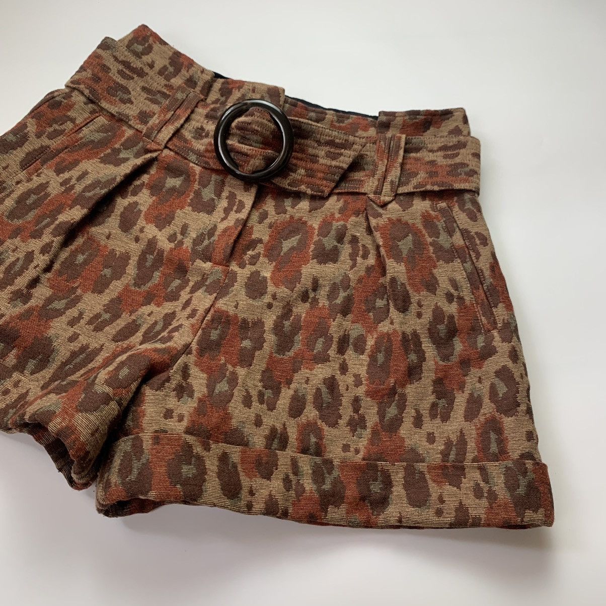 Sezane Sezane Jacquard Leopard High Rise Shorts Size 34" / US 12 / IT 48 - 4 Thumbnail
