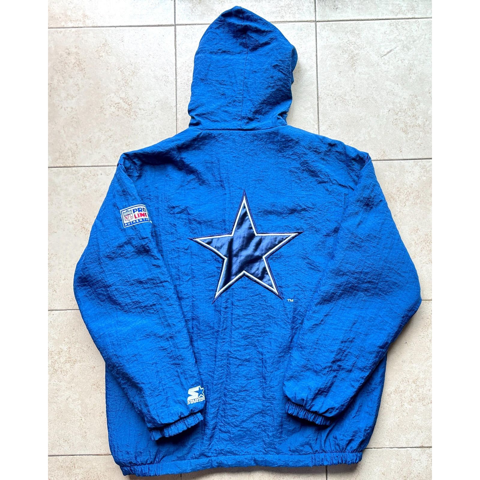 Vintage Starter Dallas Cowboys NFL popular Blue Football Parka Coat Jacket Men’s Size LG