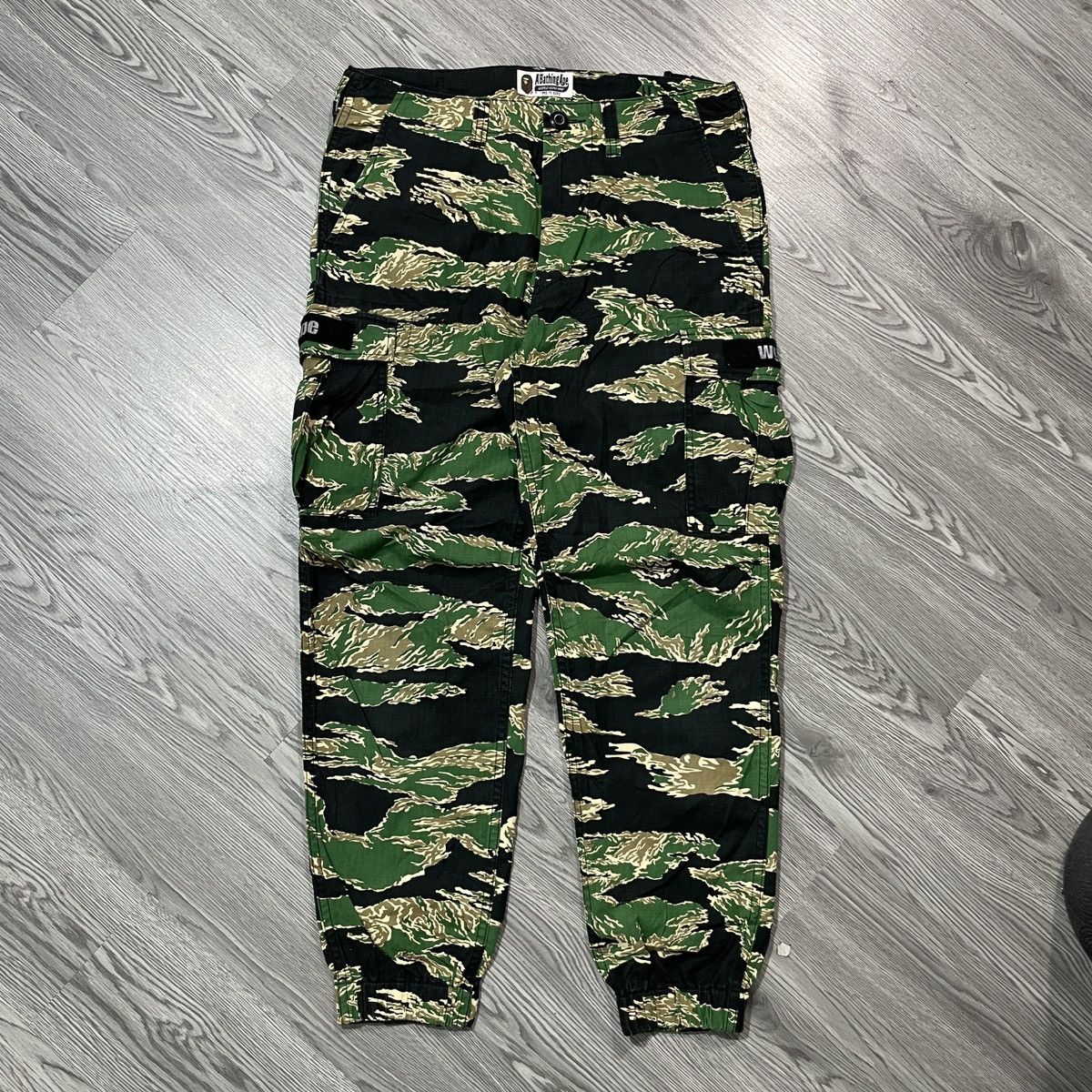 image of Bape Tiger Camo Cargo Pants in Green, Men's (Size 31)