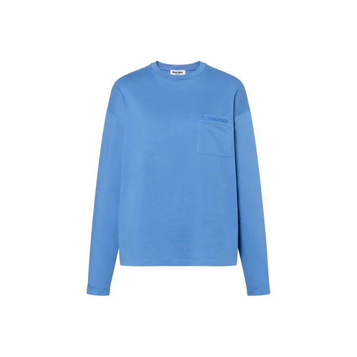 Miu Miu Miu Miu Blue Long Sleeve Sport T-Shirt 0079 Size S / US 4 / IT 40 - 1 Thumbnail