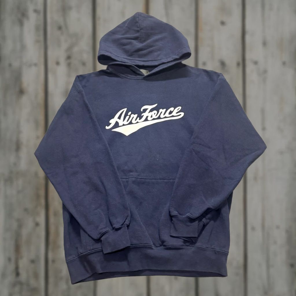 Gildan VINTAGE Air Force Hoodie Sweatshirt L Men Navy Blue Gildan Heavy Cotton 90s Navy Mens Size US L / EU 52-54 / 3 - 1 Thumbnail