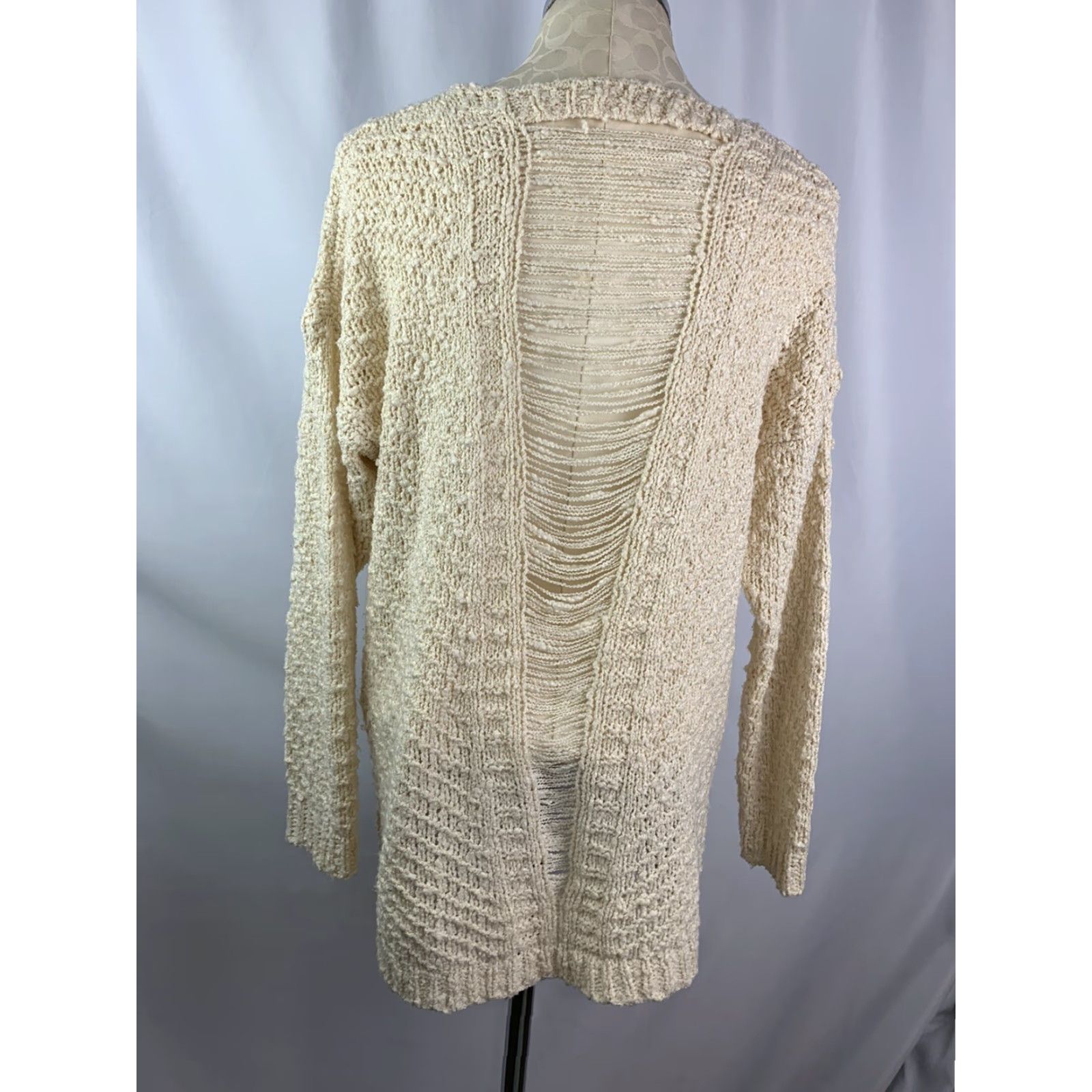 ASTR The Label Medium Astr the Label Women's Cream Open Weave Nubby Long Sleeve Sweater Comfy Size M / US 6-8 / IT 42-44 - 6 Thumbnail
