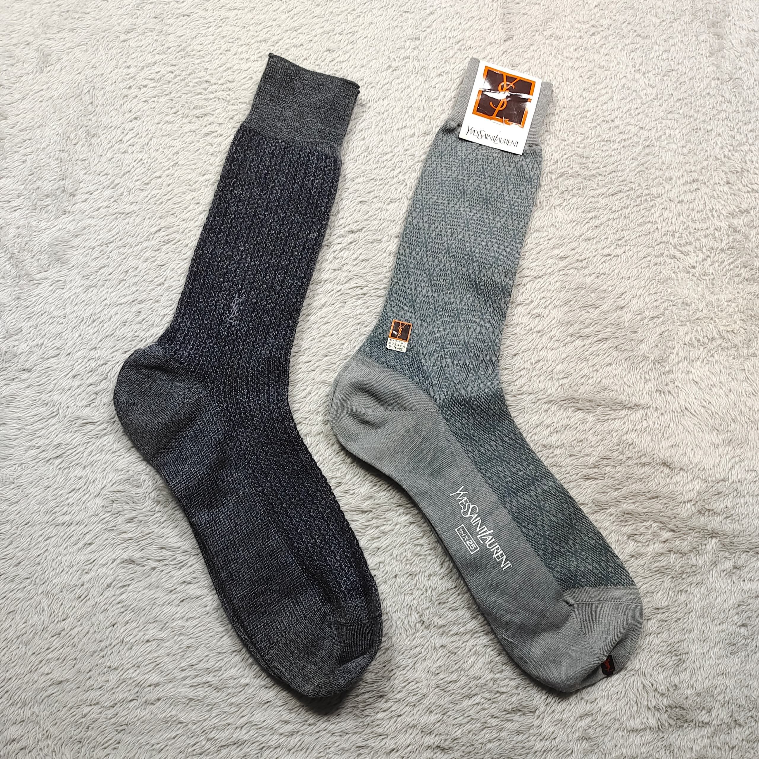 Yves Saint Laurent Vintage YSL Socks Pair Gray & Black + FREE Snoopy Sock Size ONE SIZE - 1 Thumbnail