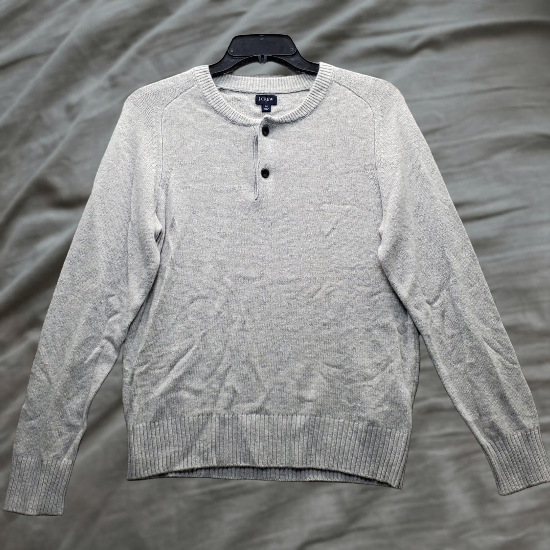 J.Crew J.CREW Henley Sweater Mens M Gray Lambswool Raglan Pullover Size US M / EU 48-50 / 2 - 1 Thumbnail