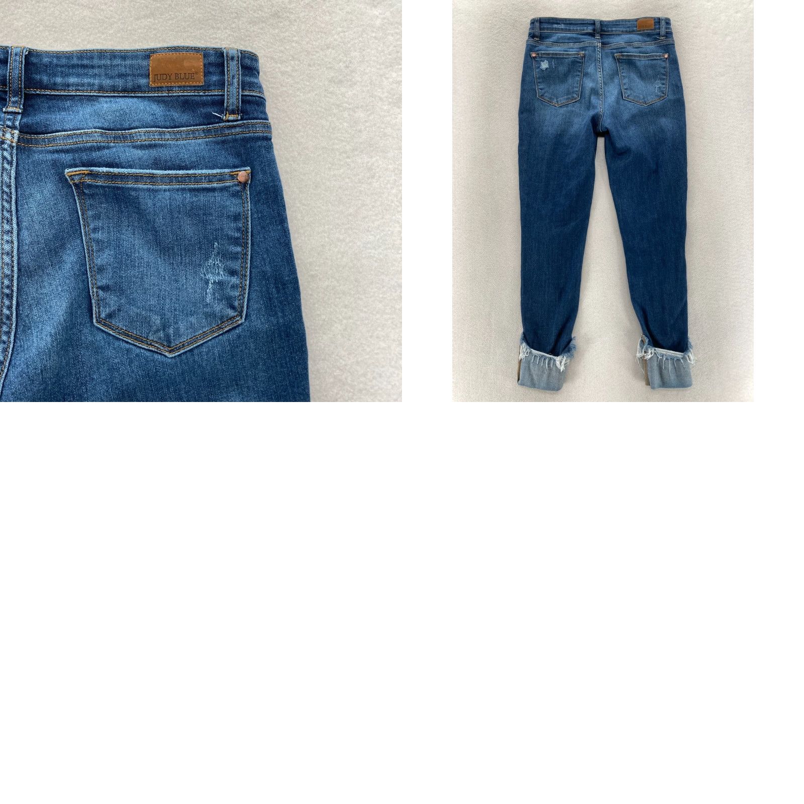 Denime Judy Blue Jeans Women's 9/29 Skinny Fit Cuffed Dark Wash Blue Stretch Denim Jeans Size 29" - 9 Thumbnail