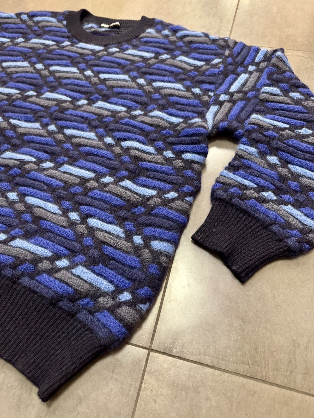 Issey Miyake Issey Miyake Vintage Blue Wool Relief Knit Sweater, Men’s M Size US M / EU 48-50 / 2 - 3 Thumbnail